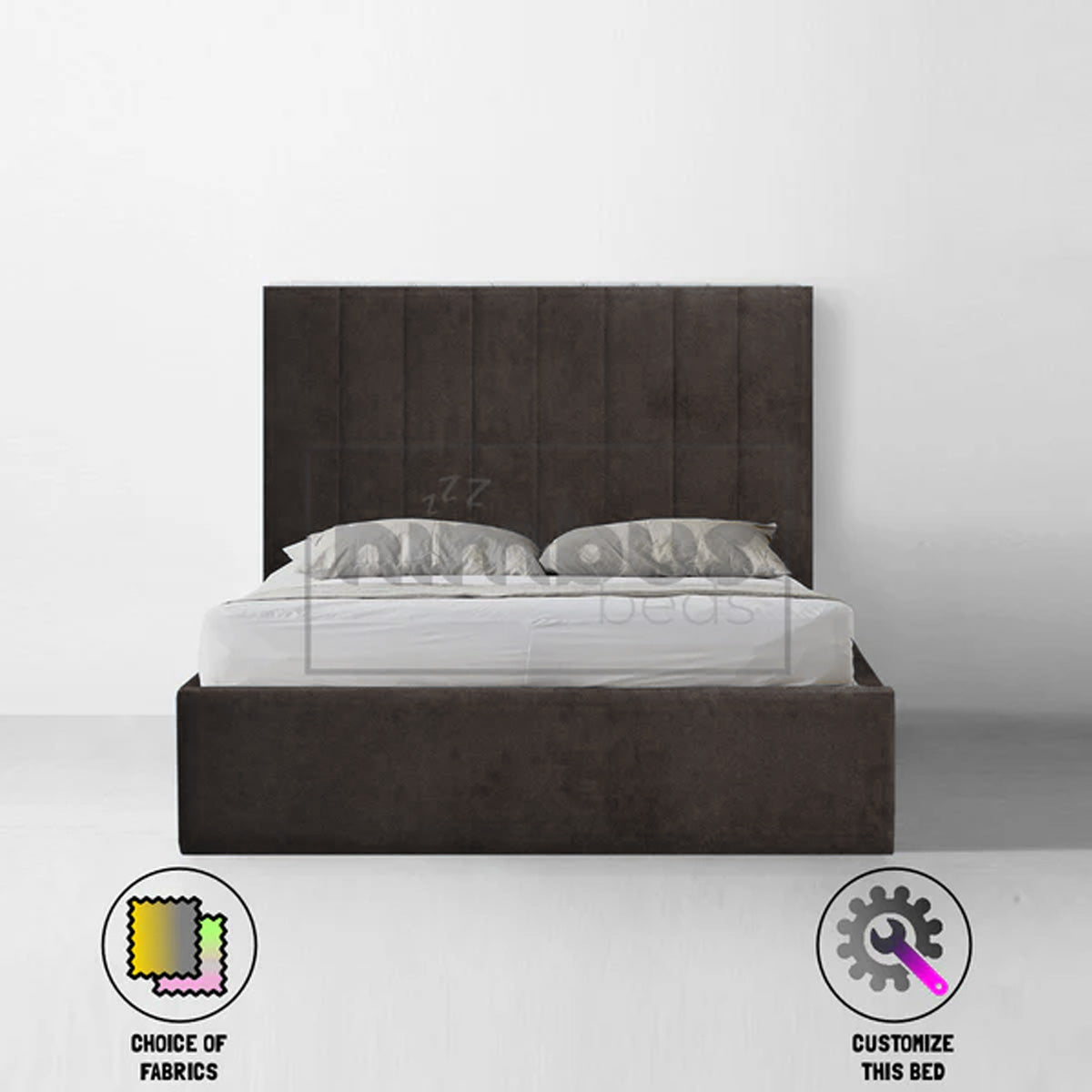 Vertical Panel Bed Frame - Modern Queen Size Bed with Sturdy Metal Frame & Easy Assembly - Perfect for Small Spaces, Apartments & Guest Rooms