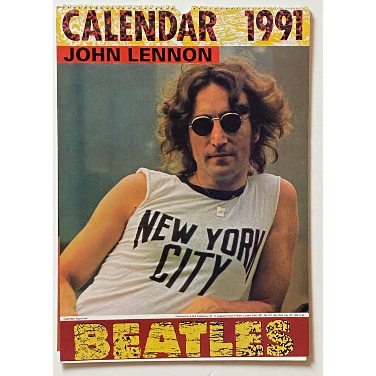 Vintage Beatles John Lennon 1991 Wall Calendar - Collector's Edition for Music Fans & Home Decor | Perfect for Beatles Memorabilia Collection, Retro Room Decor, and Music Lover Gifts