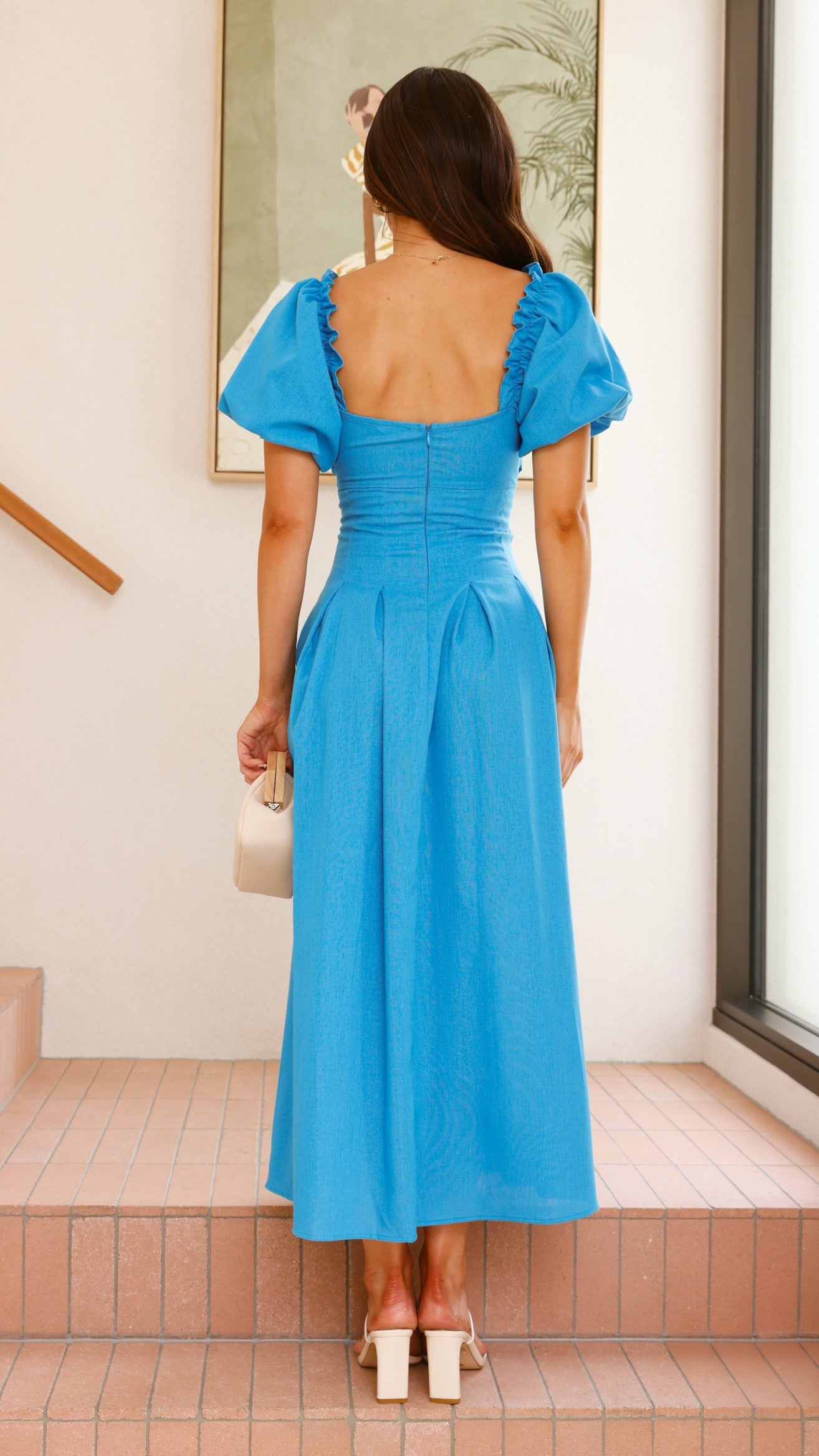 Christina Maxi Dress in Blue - Elegant Flowy Long Dress for Women, Perfect for Beach Vacations, Summer Parties & Casual Outings
