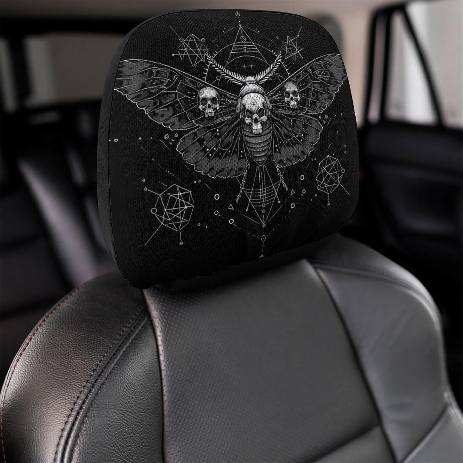 Death Moth Universal Car Headrest Cover - Full Wrap Seat Protector (1PC) | Durable Car Accessories for Sedans, SUVs & Trucks | Perfect for Road Trips & Daily Commute