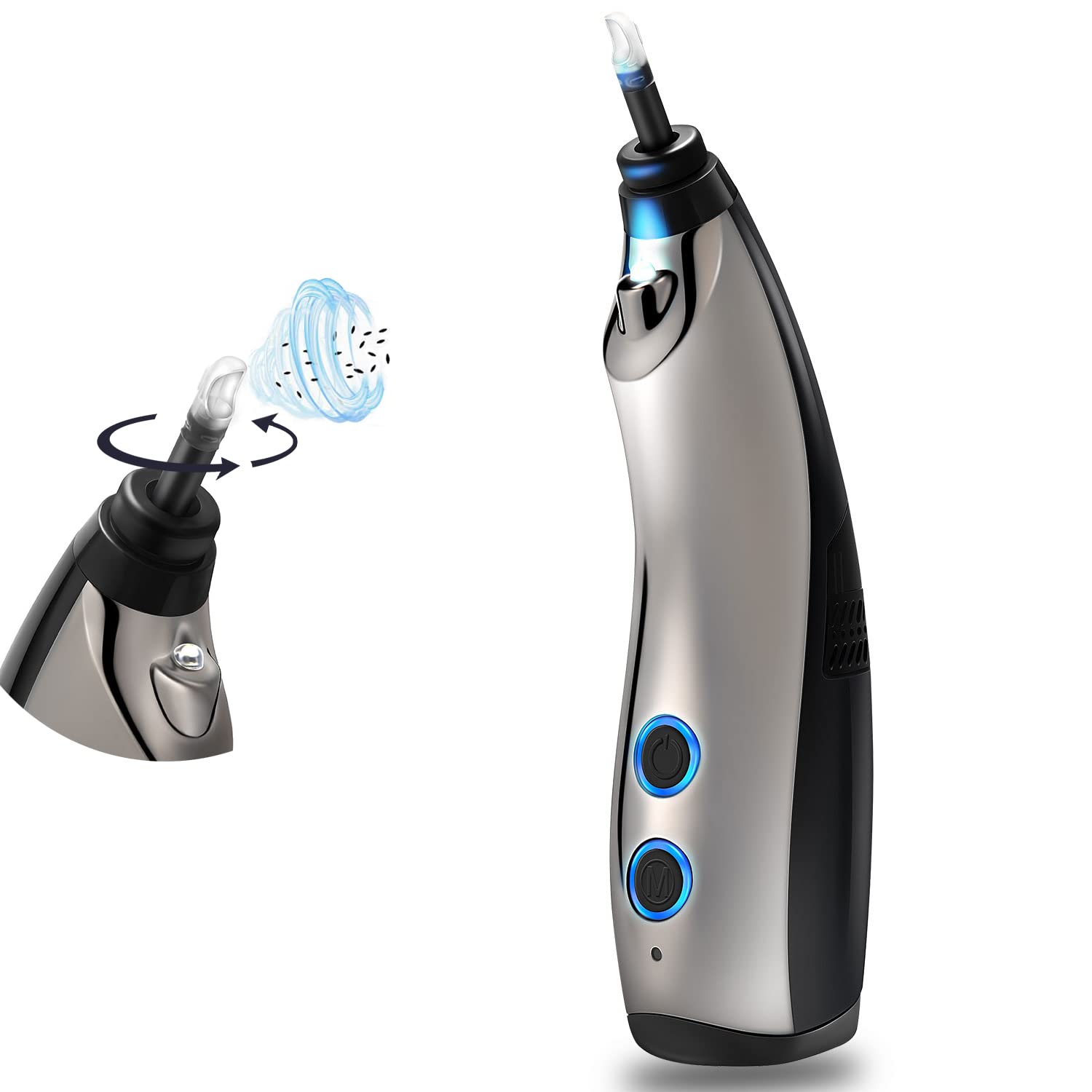 Electric Ear Wax Removal Vacuum Cleaner with Rotatable Suction & LED Light - Safe Earwax Removal Tool for Adults & Kids - Perfect for Home Use, Travel, and Professional Ear Cleaning