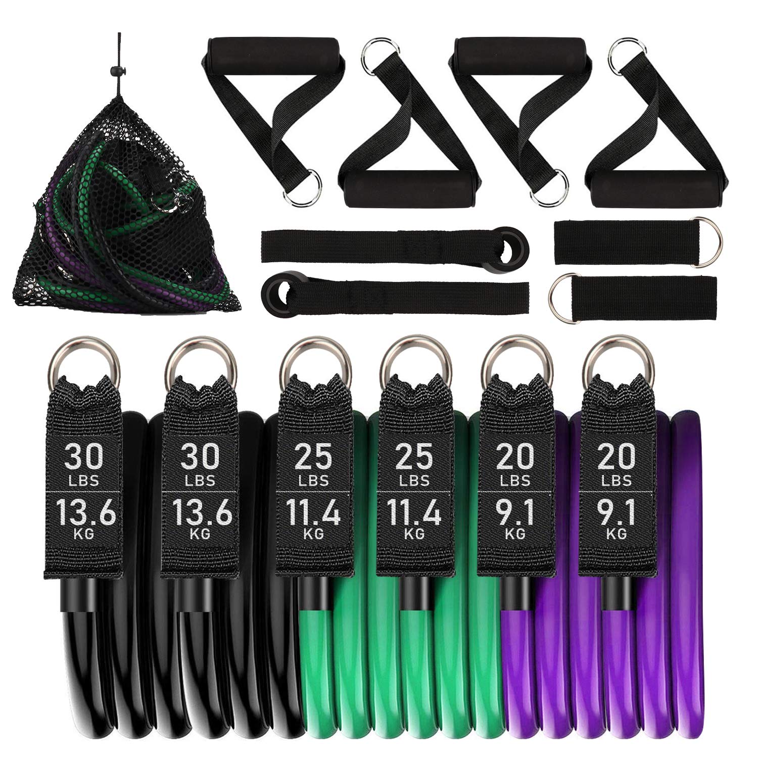 150LB Resistance Bands Set - Heavy Duty Exercise Bands for Power Lifting, Strength Training & Body Stretching | Home Workout Equipment for Men & Women | Perfect for Resistance Training, Physical Therapy, Yoga & Fitness Routines at Home or Gym
