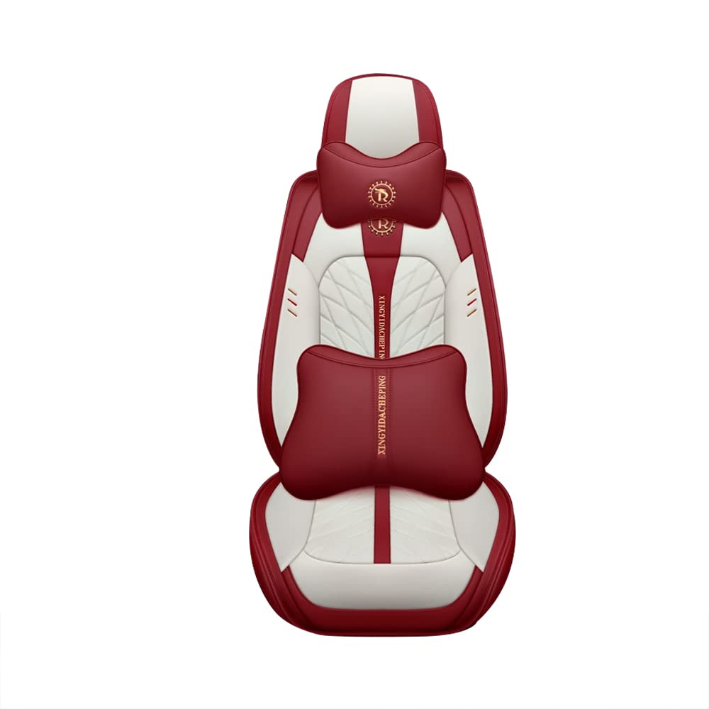 Waterproof Car Seat Covers Full Set for Honda Accord - Front & Rear Seat Protectors with Pillow (Red) | Durable Automotive Interior Accessories for Commuting, Road Trips & Family Protection