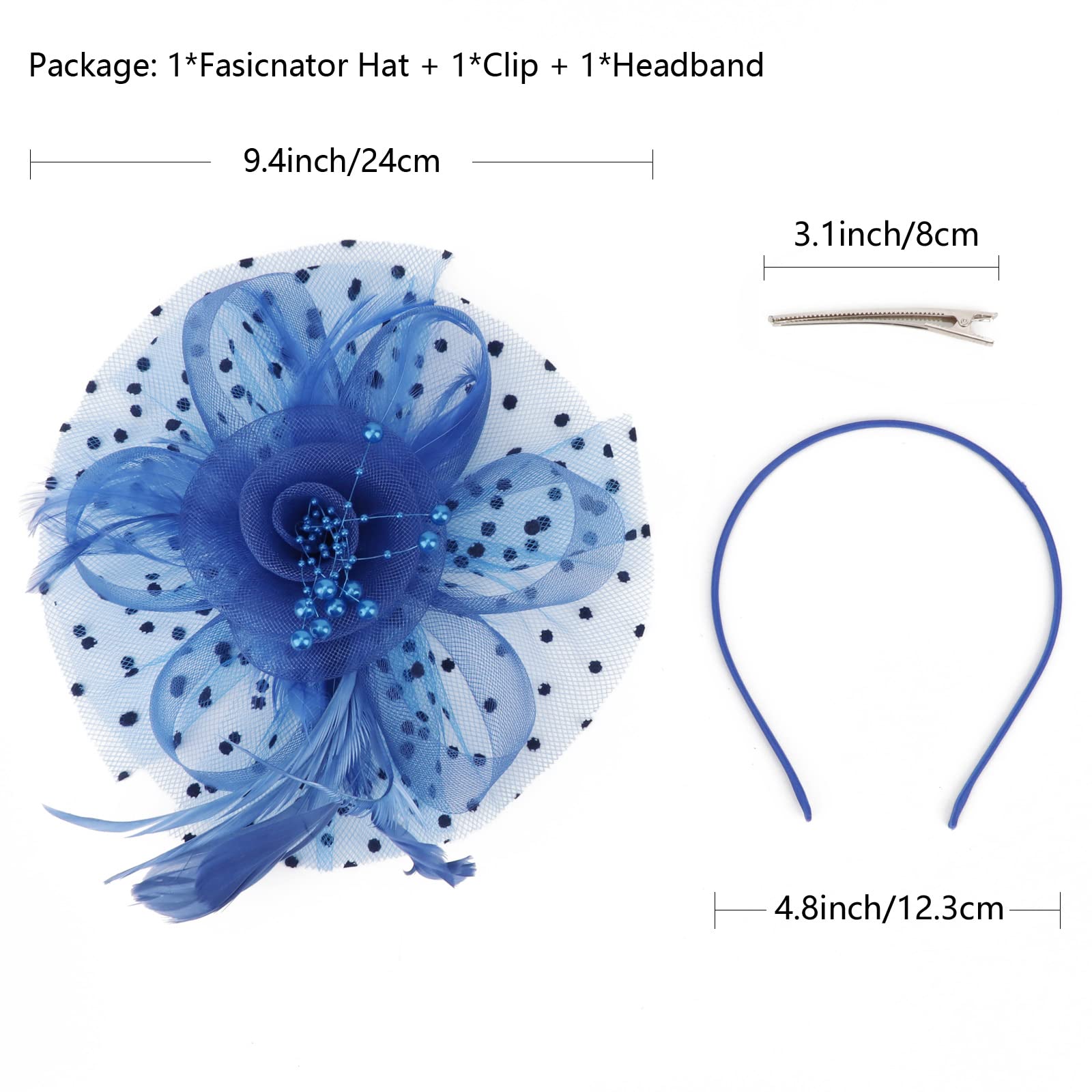 Elegant Women's Kentucky Derby Fascinator Hats with Flower, Headband & Clip - Tea Party Headwear for Women & Girls - Perfect for Weddings, Races & Special Occasions