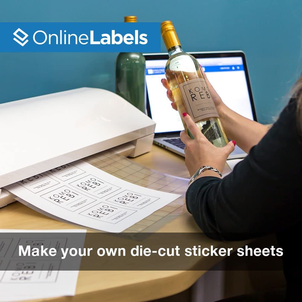 8.5 x 11 Inch Clear Frosted Matte Sticker Paper for Inkjet Printers - 250 Full Sheet Labels by OnlineLabels - Perfect for DIY Crafts, Product Packaging & Mailing Labels