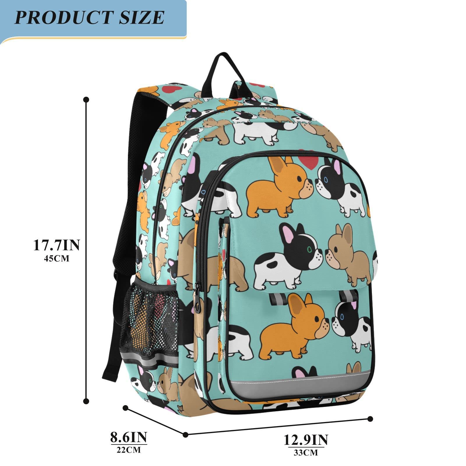 ALAZA Cute French Bulldog Print Laptop Backpack for Women & Men - Travel Bag with Multiple Compartments & Pockets - Perfect for School, Work & Daily Commute
