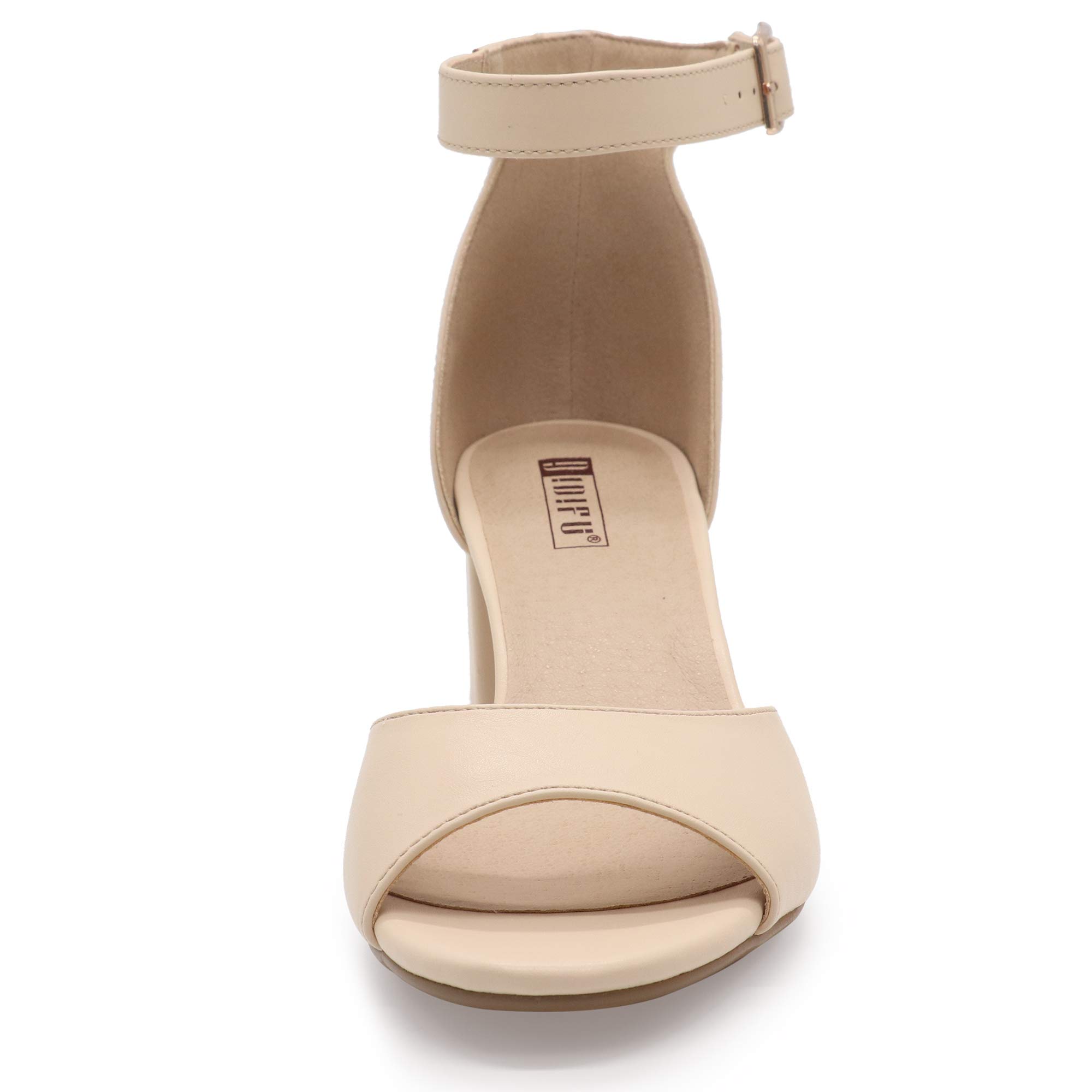 IDIFU Women's Low Block Heel Sandals - Peep Toe Ankle Strap Chunky Heel Wedding Shoes for Bride, Party, Prom & Special Occasions