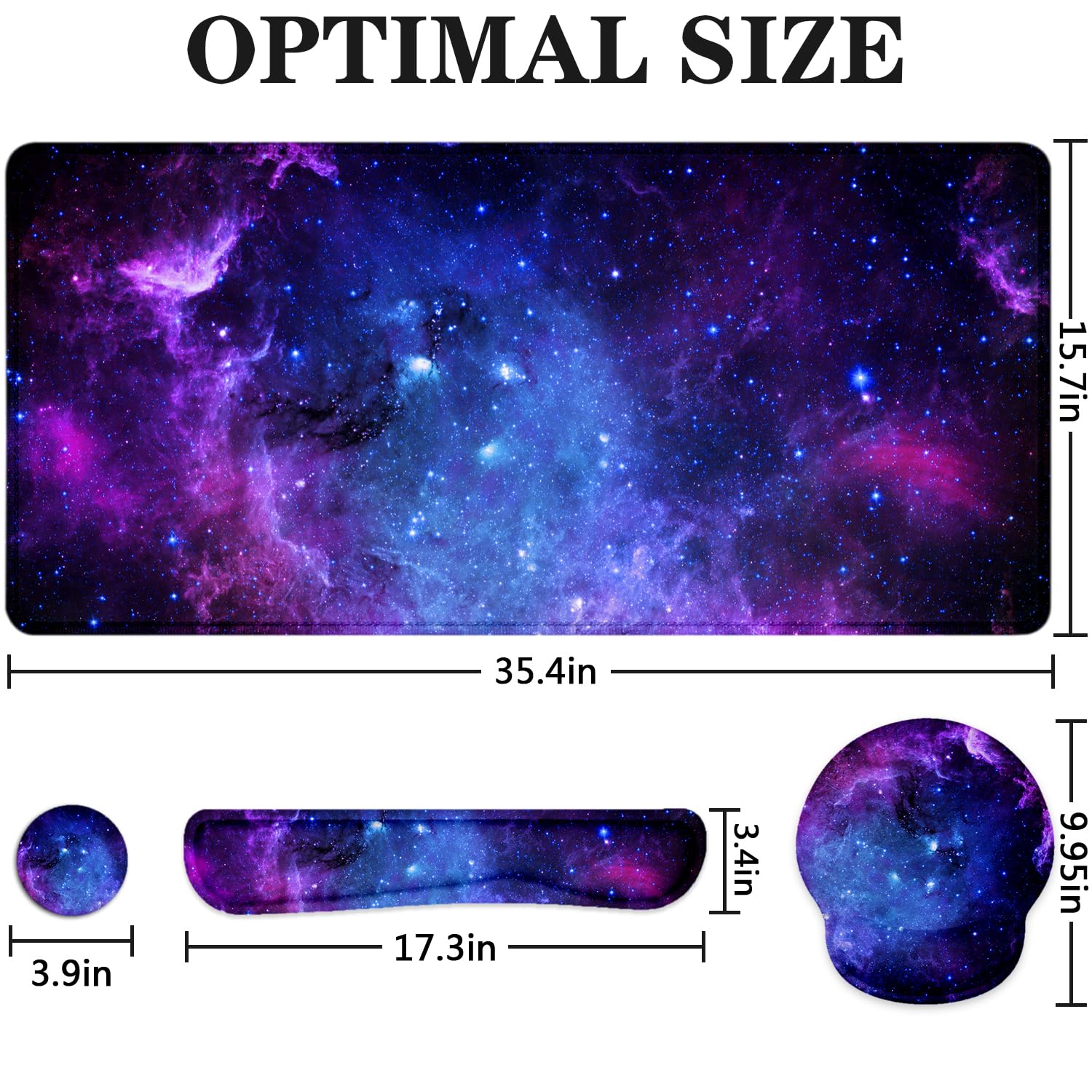 Premium Ergonomic Mouse Pad with Wrist Rest - Extra Large Gaming Desk Mat & Keyboard Pad Set (4-in-1) for Comfortable PC Work & Gaming - Perfect for Home Office, Computer Workstation & Esports Setup