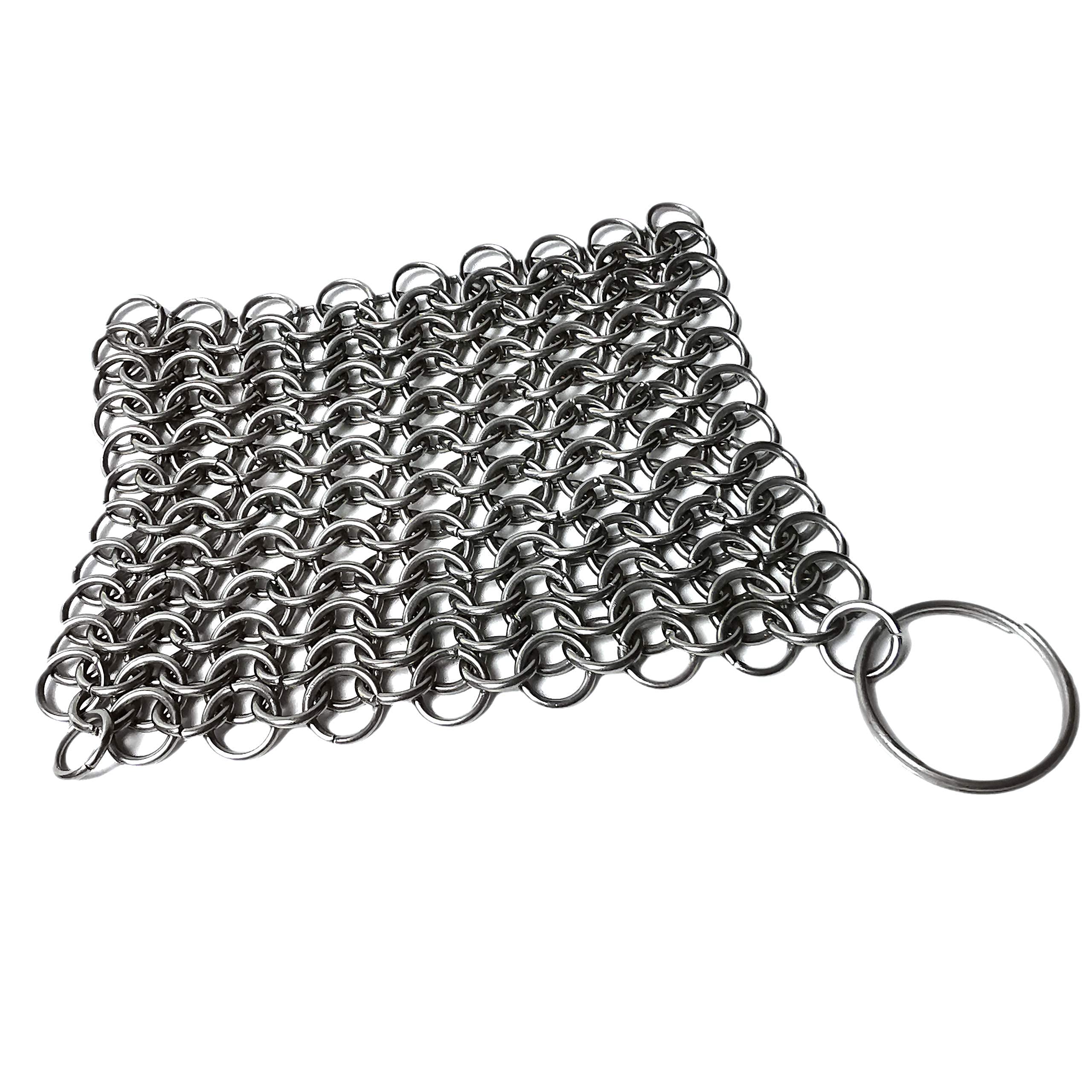Premium Stainless Steel Chainmail Scrubber for Cast Iron Skillets, Pans & Dutch Ovens - 3.9