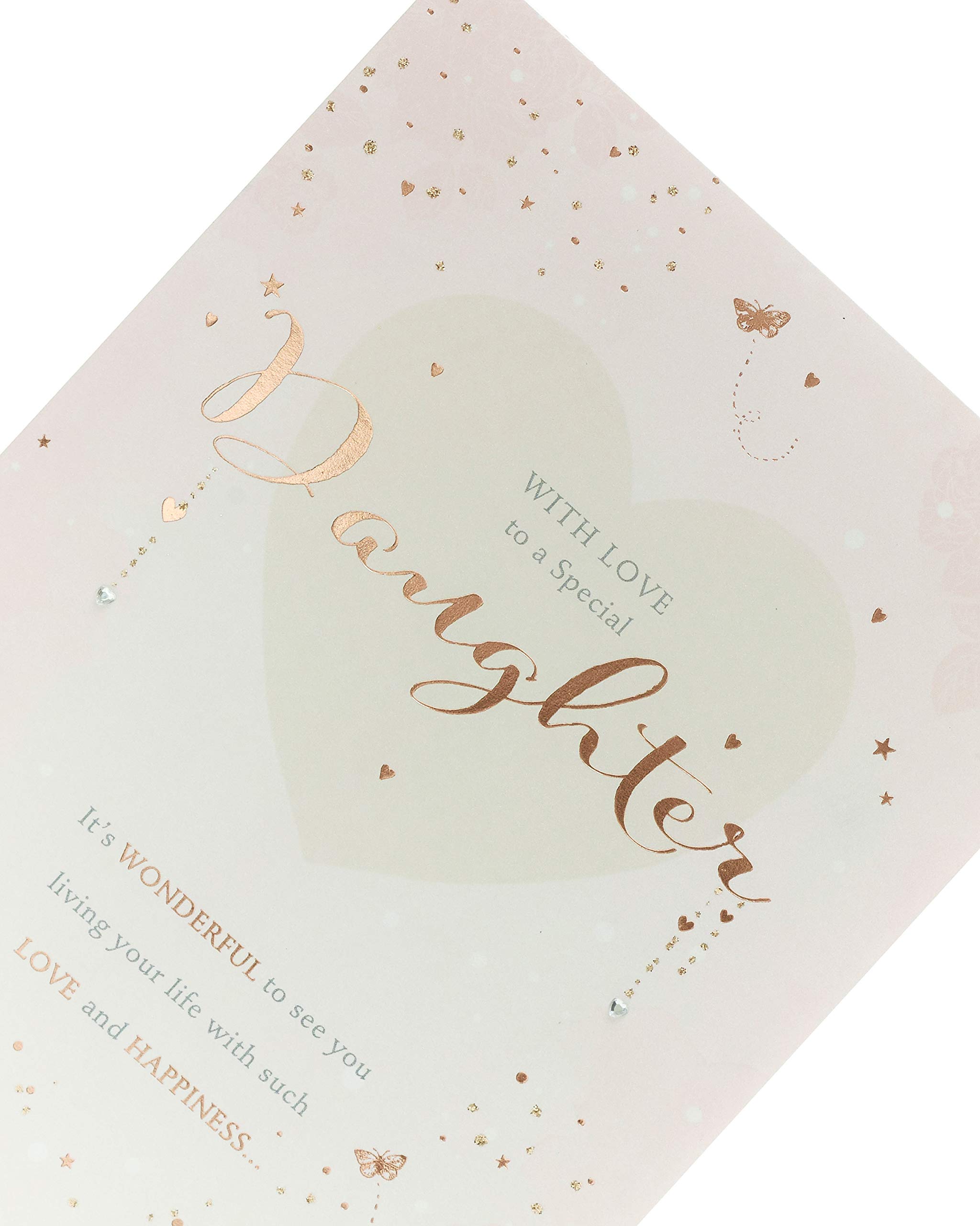 Beautiful Daughter Birthday Card with Heartfelt Message - Elegant Pink Foil Design - Perfect for Special Occasions & Gift Giving