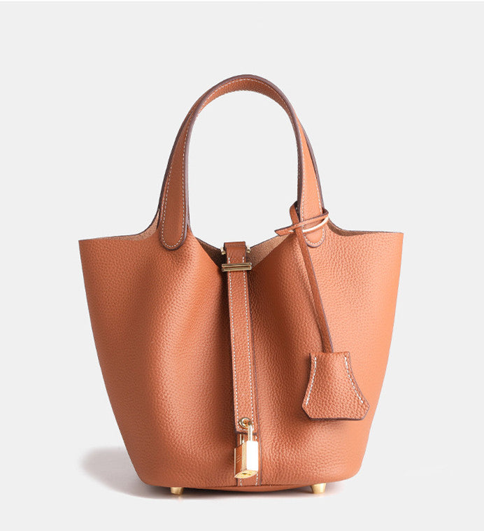 Stylish Genuine Leather Bucket Bag for Women - Trendy Crossbody Shoulder Handbag - Perfect for Work, Travel & Everyday Use