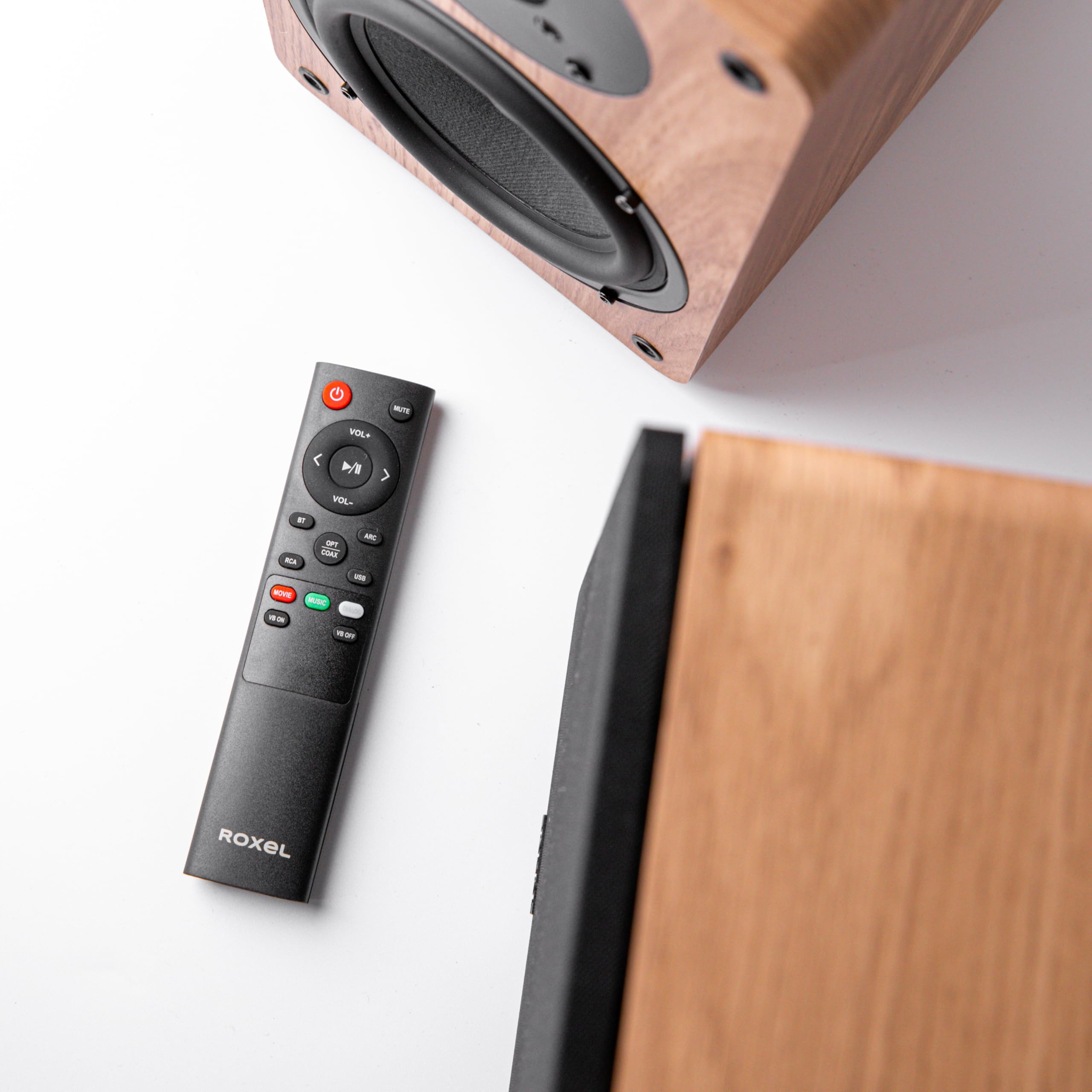 Roxel Onyx Active Bookshelf Speakers - 100W RMS Power, Bluetooth 5.0 Wireless Streaming, HDMI ARC, 3m Speaker Cable - Premium Sound for Home Theater, Music & Office Use (Oak Finish) - Perfect for Movie Nights, Gaming & Audiophile Listening