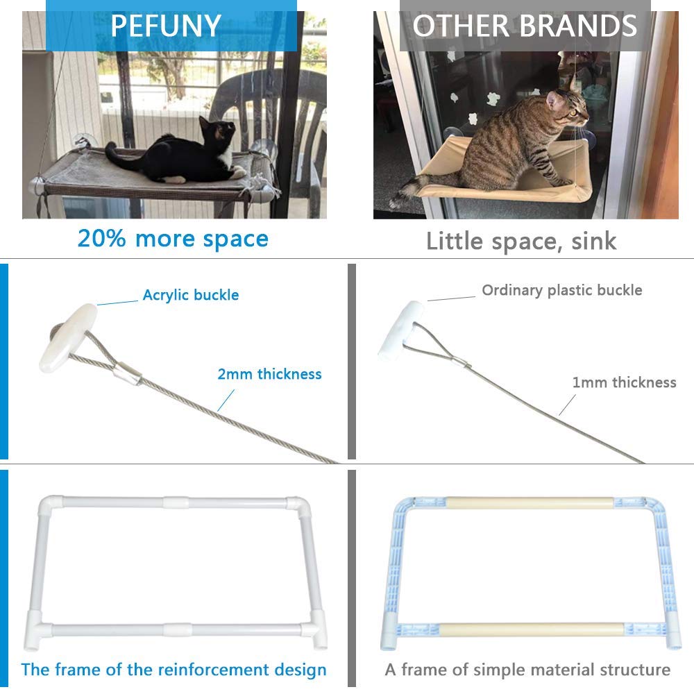 Premium Cat Window Hammock Perch - Safe & Space-Saving Cat Bed for Large Cats, Beige Set - Perfect for Sunny Windows & Indoor Cat Lounging