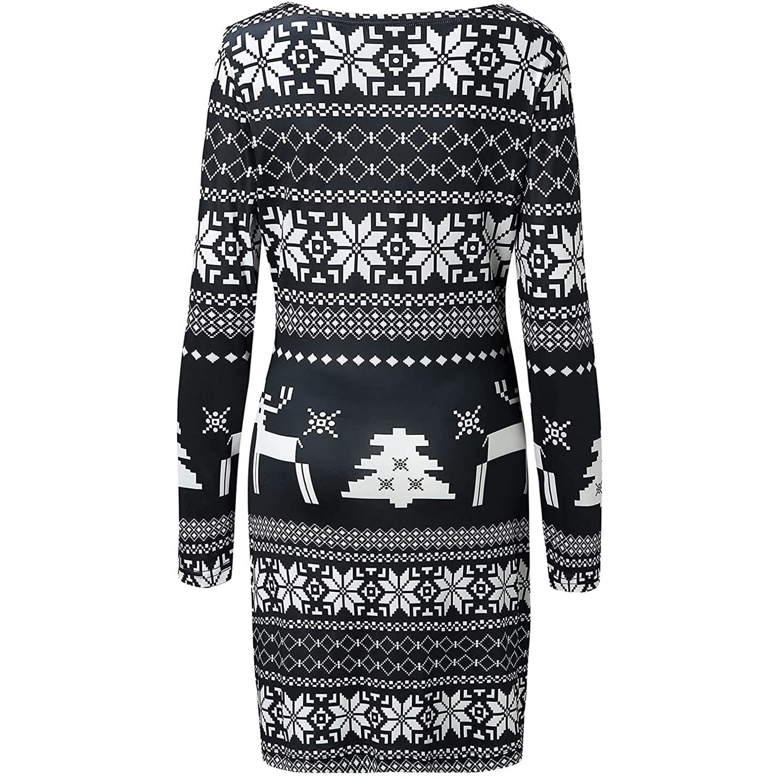 2024 Women's Fall Winter Long Sleeve Boat Neck Sweater Dress - Slim Tunic Pullover for Christmas Holiday & Casual Wear