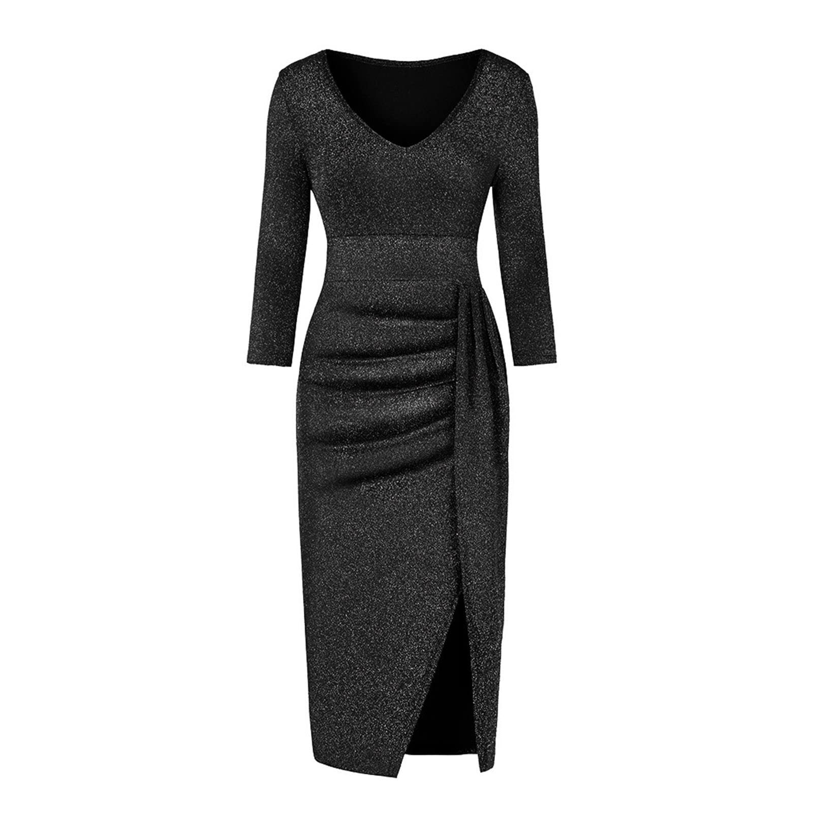 SCKARLE Women's Sexy Sequin Bodycon Dress - High Waist Slit V-Neck Clubwear for Nightclub, Party & Office Wear | Perfect for Cocktail Parties, Date Nights & Formal Events