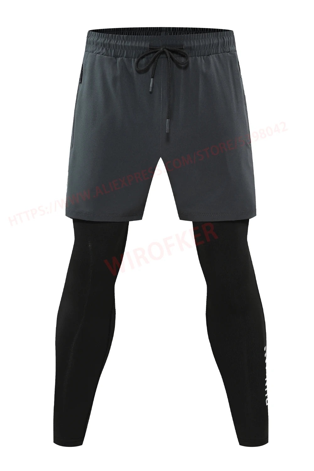 Men's 2-in-1 Running Pants with Pockets - Double Layer Training Leggings for Basketball, Fitness & Workout - Breathable Printed Sweatpants for Jogging, Gym & Outdoor Sports