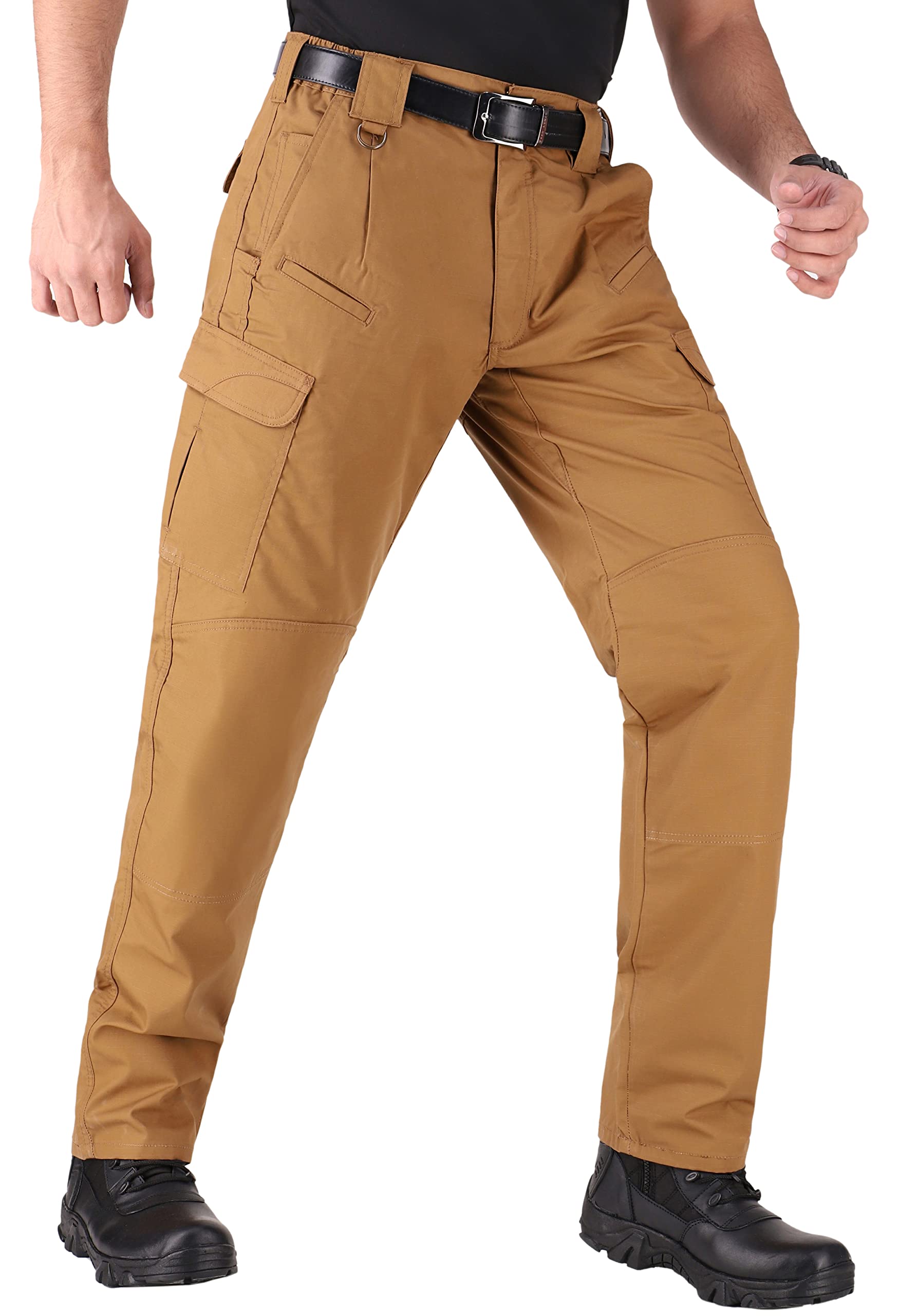 WHITEDUCK Men's Tactical Pants - Ripstop Stretch Water Resistant Cargo Work Pants with 13 Pockets for Military, Hiking & Outdoor Activities | Durable for Camping, Hunting & Workwear
