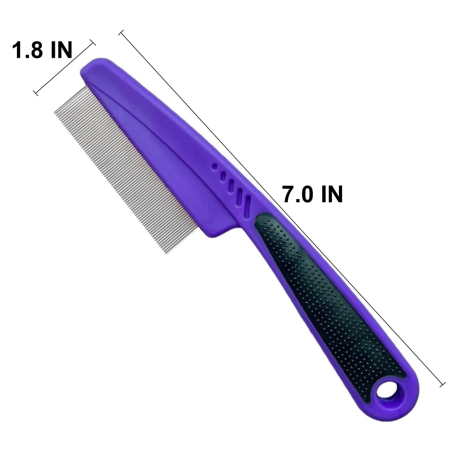 Yumflan Flea Comb for Dogs & Cats - Professional Fine Teeth Grooming Comb with Ergonomic Rubber Handle (Purple) | Gentle Pet Care for Flea Removal, Detangling & Daily Grooming at Home