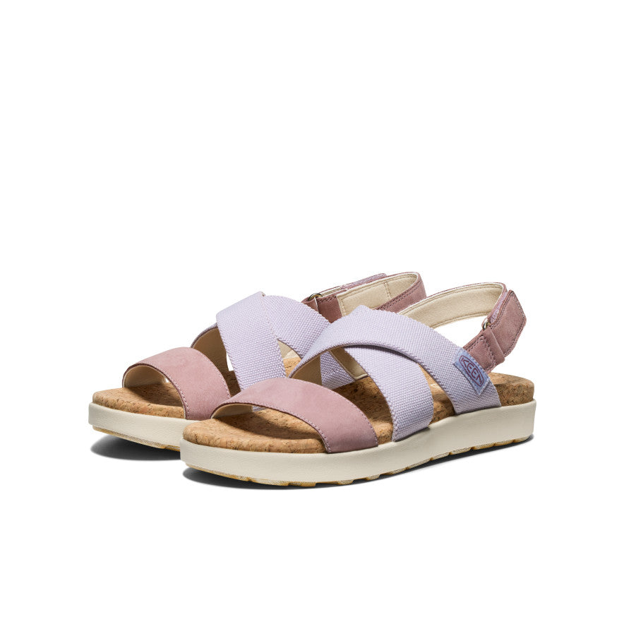 Women's Elle Criss Cross Sandals - Comfortable Thistle & Toadstool Color Strappy Summer Shoes for Beach, Vacation & Casual Outings