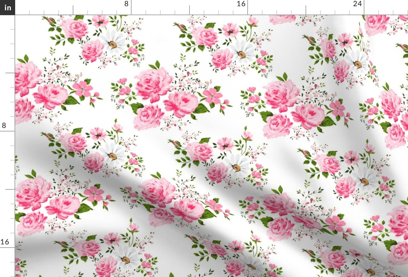Pink Cute Roses Floral Print Velvet Fabric by The Yard - Soft Upholstery & Apparel Material for Nursery Decor, Girls' Room, DIY Home Projects (Spoonflower Premium Quality)