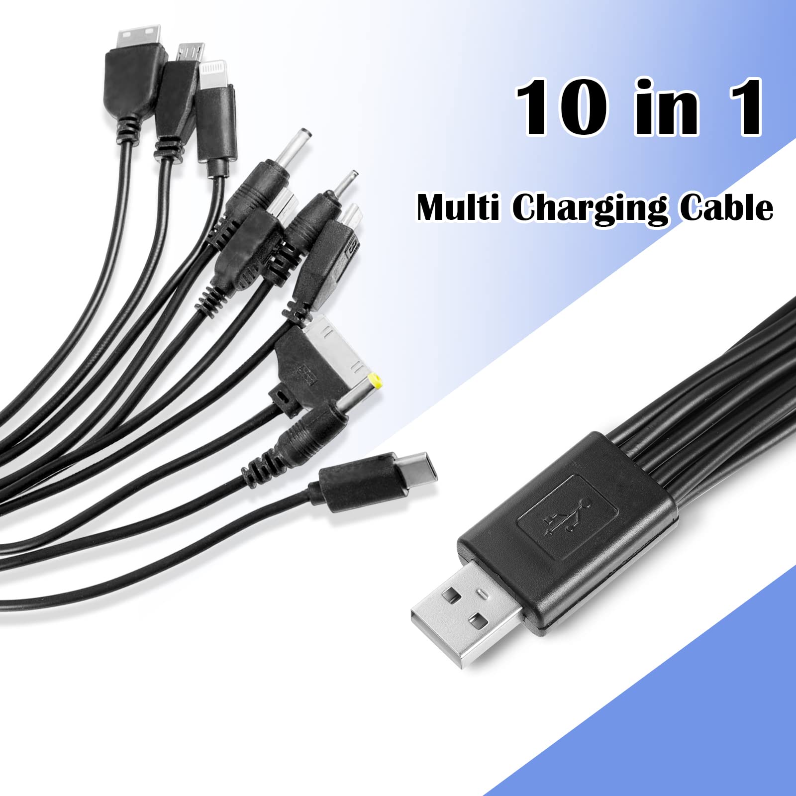 10-in-1 Universal USB Charging Cable - Multi-Port Fast Charger Compatible with iPhone, Samsung, LG, HTC, PSP & More Smartphones | Perfect for Home, Office & Travel Charging Needs