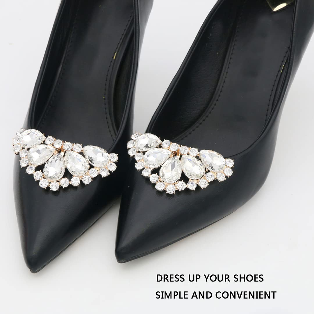2 Pairs Detachable Rhinestone Shoe Clips - Elegant Metal Buckle Decor for Women's High Heels & Sandals | Perfect for Weddings, Parties and Special Occasions