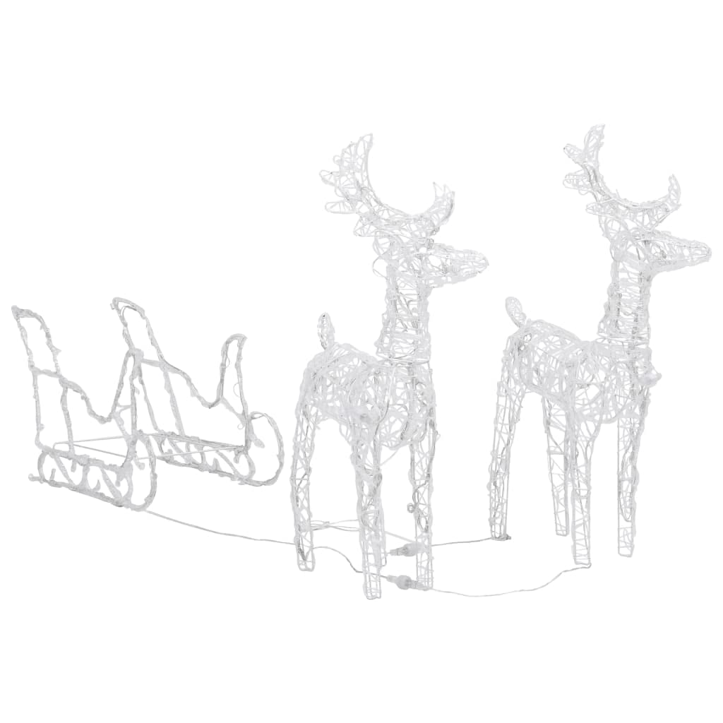 CHARMMA 2 Reindeers & Sleigh Christmas Decor with 160 LED Lights - Blue Acrylic Holiday Yard Decoration (51.2