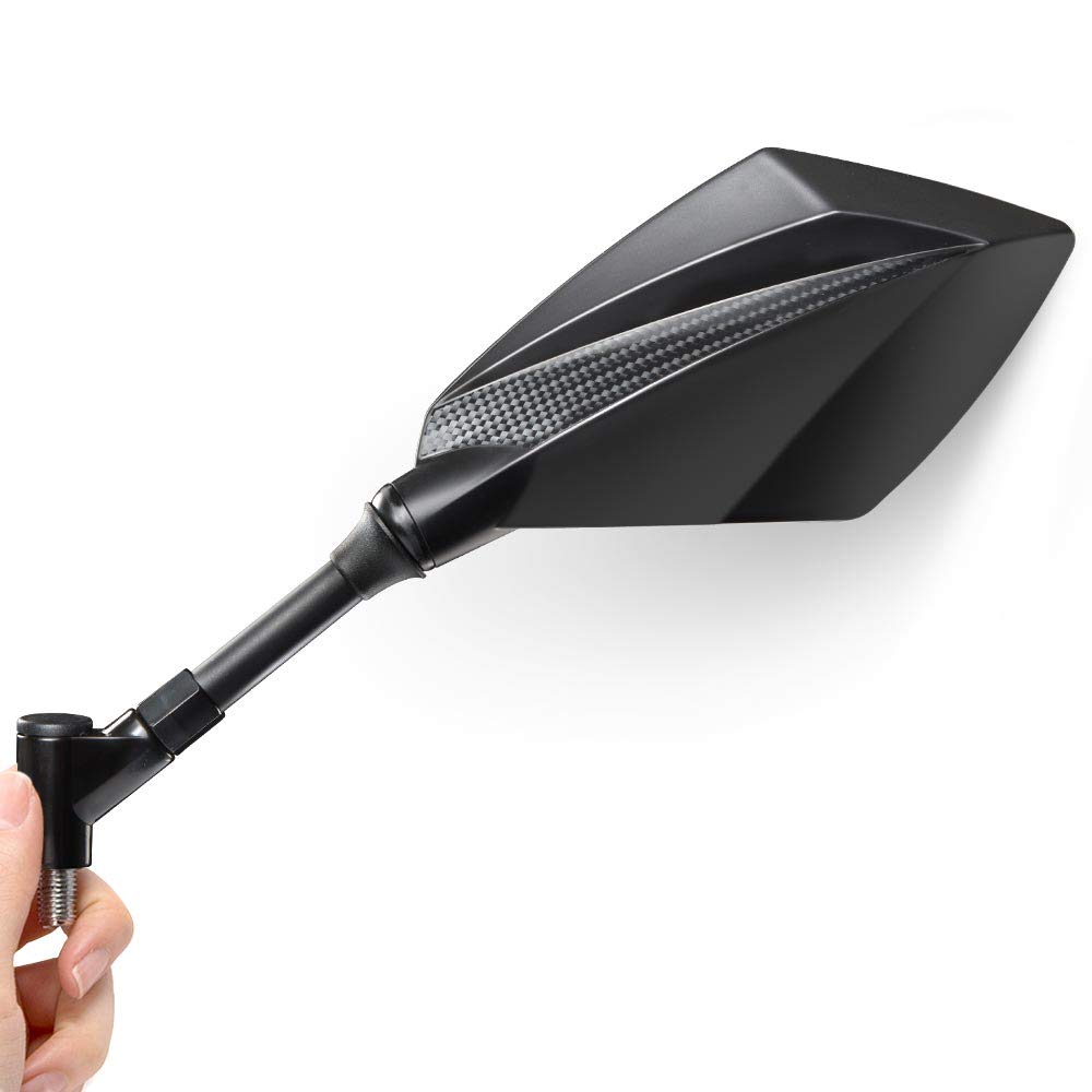 KiWAV Universal Black Carbon Pattern Rear View Side Mirrors - Adjustable Convex 10mm & 8mm for Motorcycles, Choppers, Bobbers, Cafe Racers, Scooters, E-bikes & ATVs - Perfect for Custom Projects & Enhanced Road Safety