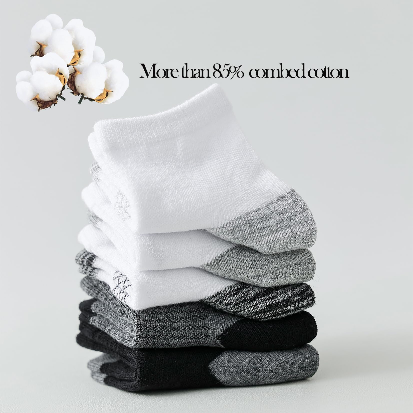 JORMATT Baby & Toddler Ankle Socks - 6 Pairs Soft Cotton Non-Slip Grips for Girls & Boys - Perfect for Crawling, Walking & Playtime