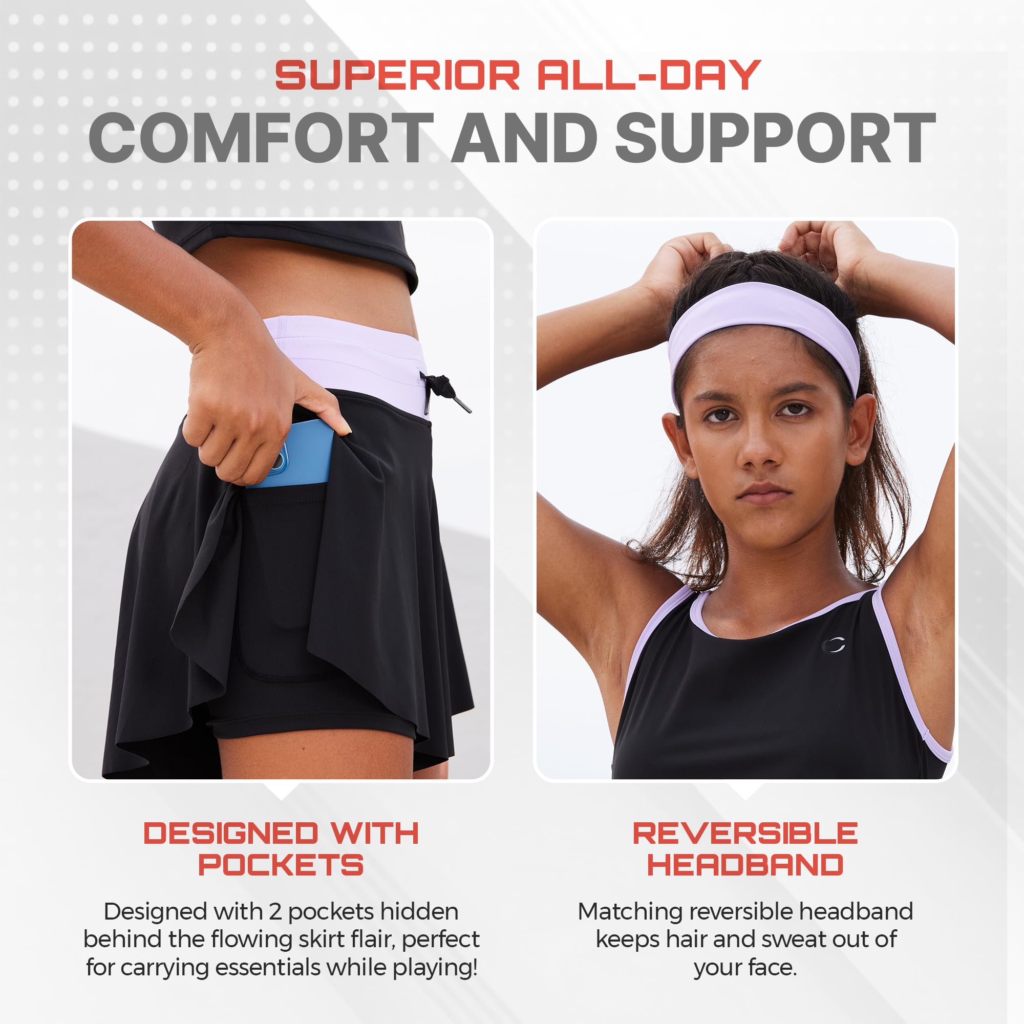 Flowy Girls Butterfly Shorts Skirts with Pockets & Athletic Sleeveless Tank Tops 5pc Set - Perfect for Dance, Tennis, Cheerleading, Running, Gym & Casual Wear
