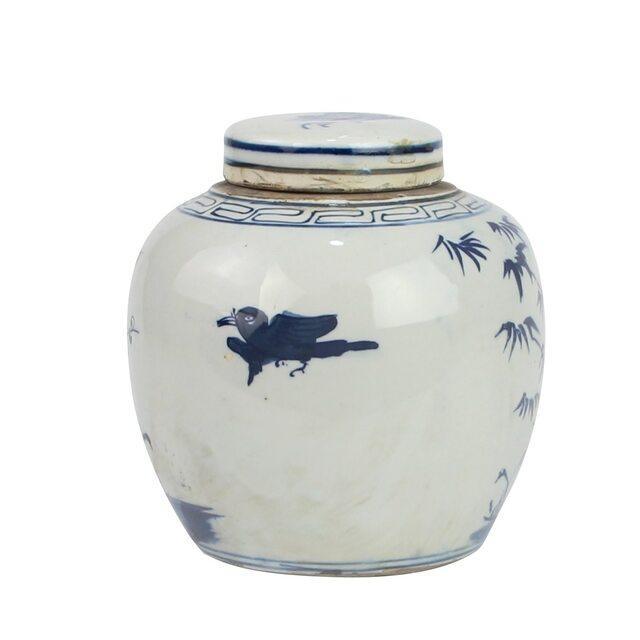 Blue and White Pine Tree Mini Jar - Decorative Ceramic Container for Candles, Spices, or Small Trinkets - Perfect for Home Decor, Gifts, and DIY Crafts