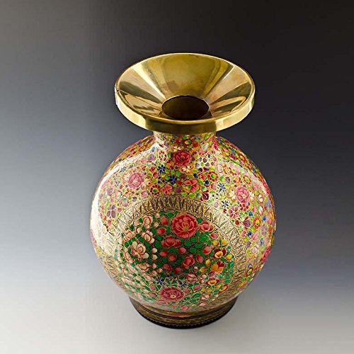 BestPysanky 12 Inch Hand-Painted Wooden Vase with Oriental Floral Design - Perfect for Home Decor, Wedding Centerpieces & Gift Giving
