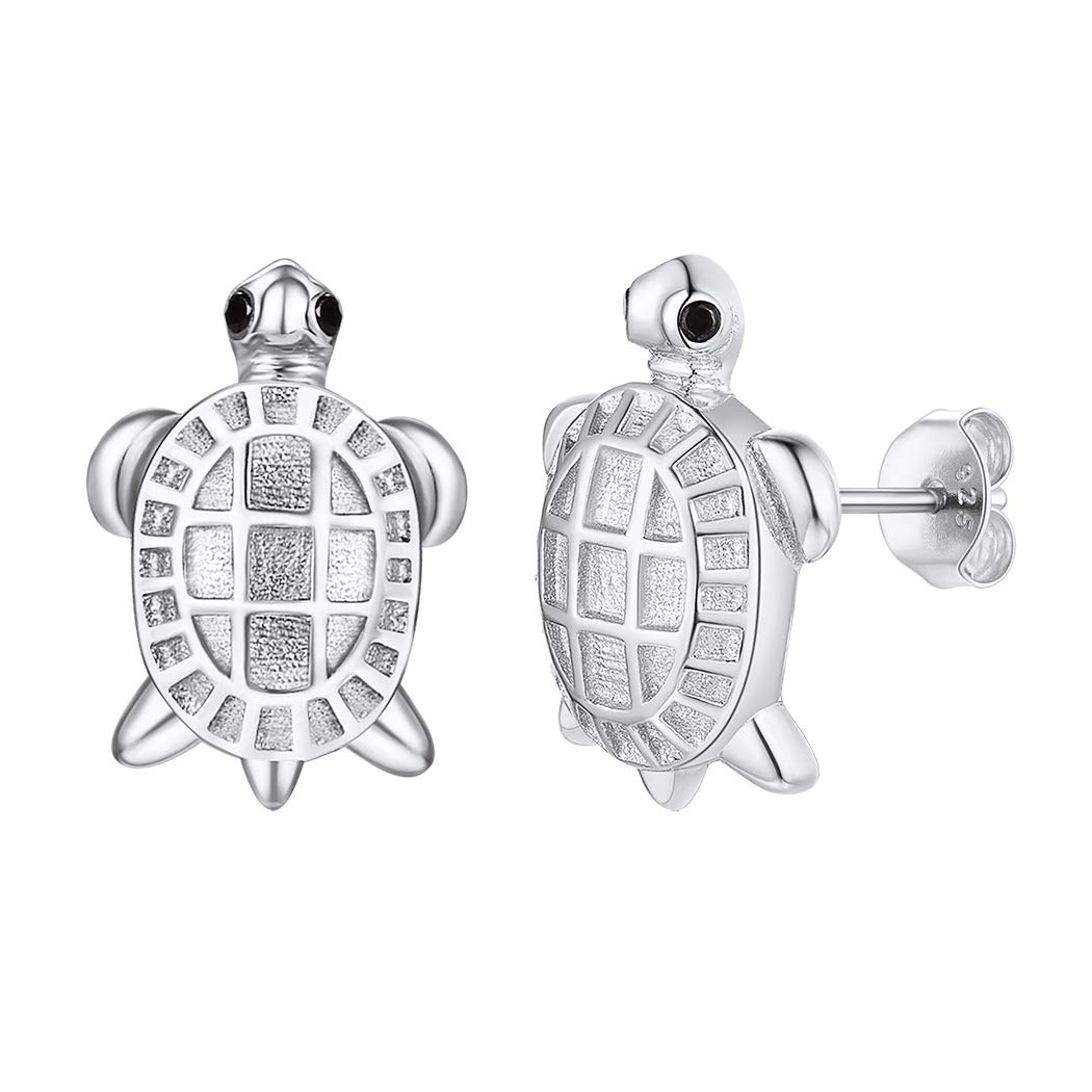 925 Sterling Silver Turtle Stud Earrings for Women & Girls - 18K Gold/Platinum Plated Dainty Sea Turtle Jewelry with Gift Box | Perfect Summer Beach Accessories, Birthday Gifts & Everyday Wear