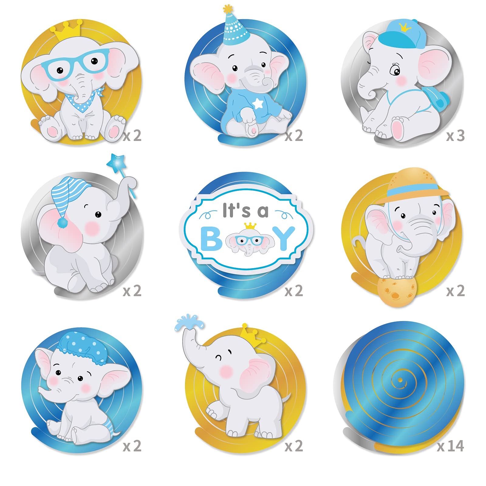 30-Piece Blue Elephant Baby Shower Hanging Swirl Decorations | Little Peanut Themed Party Supplies | 1st Birthday Boy Decorations | Baby Shower Favors & Nursery Decor | Perfect for Gender Reveal Parties & Newborn Celebrations