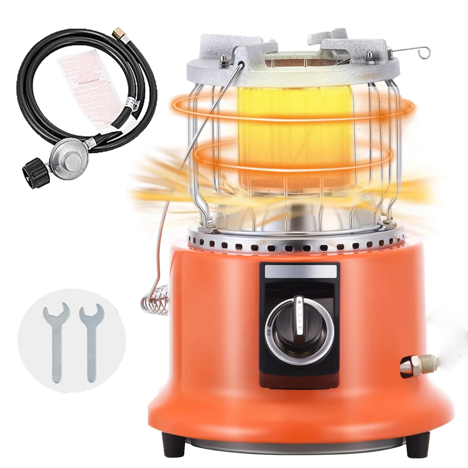 Portable Propane Heater 13000BTU - 2-in-1 Camping Stove & Tent Heater with Regulator & Hose - Fast Heating for Outdoor Adventures - Ideal for Ice Fishing, Hiking, Hunting, Emergency, Patio & Backyard Use - Orange