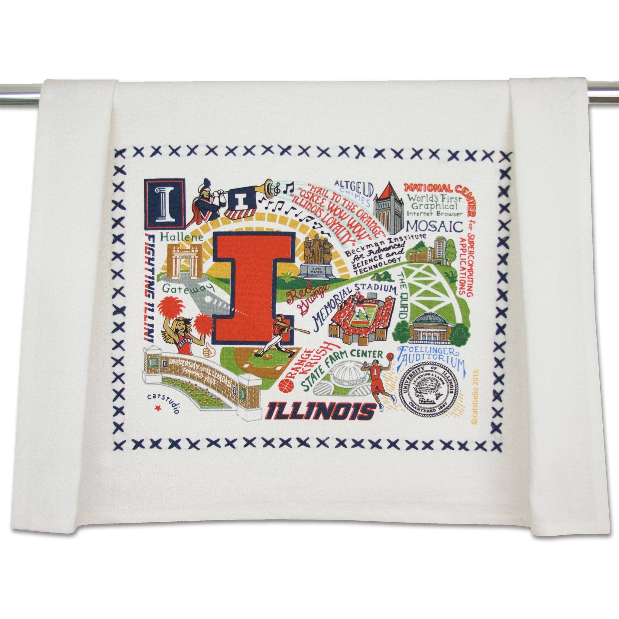 Catstudio University of Illinois Fighting Illini Dish Towel - Premium Collegiate Kitchen Hand Towel for Illinois Fans, Students, Alumni & Graduation Gifts | Perfect for Dorm, Kitchen Decor & Game Day Parties
