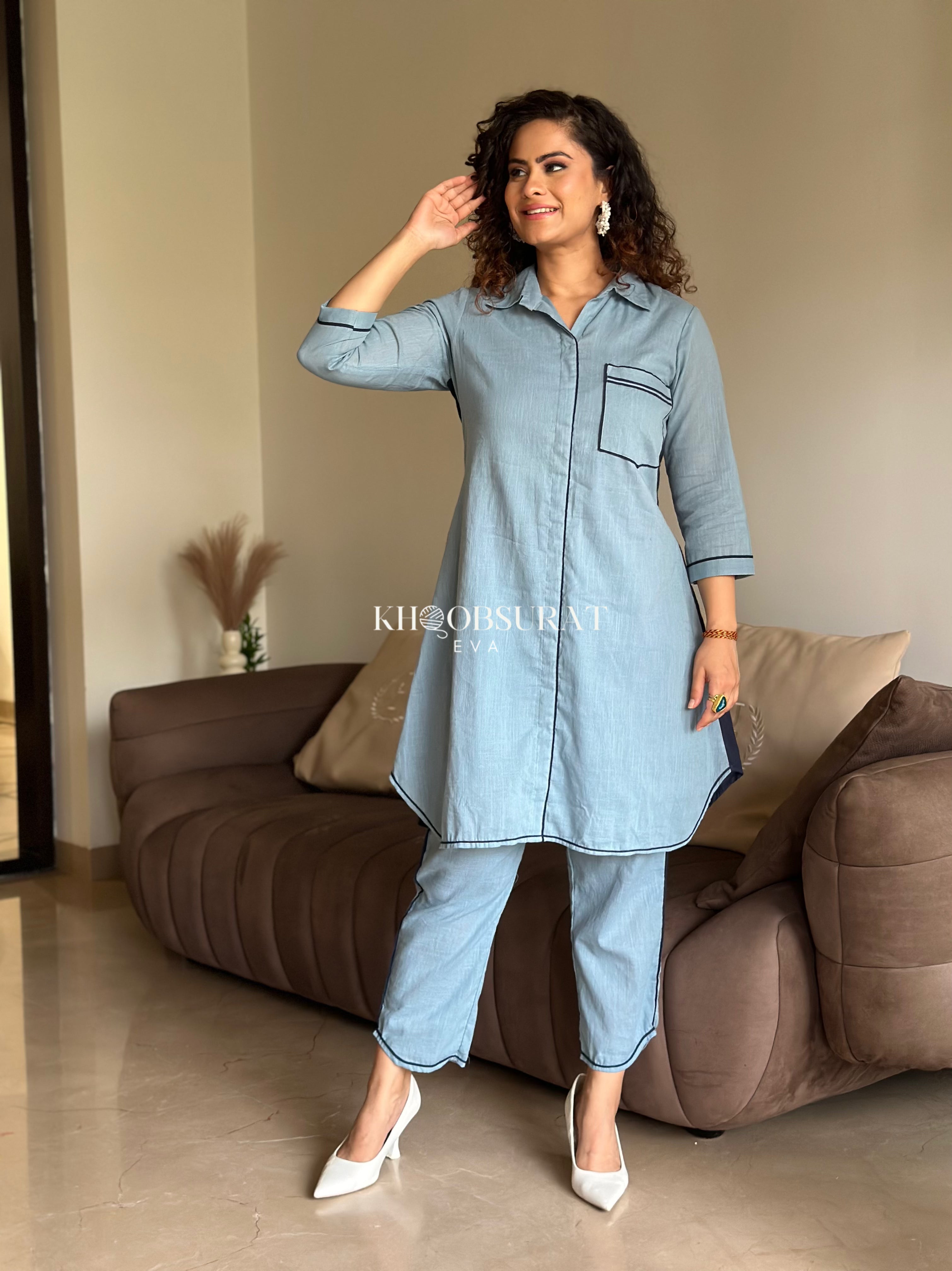 Stylish Blue Matching Outfit Set for Women | Trendy Two-Piece Coord | Perfect for Casual Wear, Beach Outings & Summer Fashion