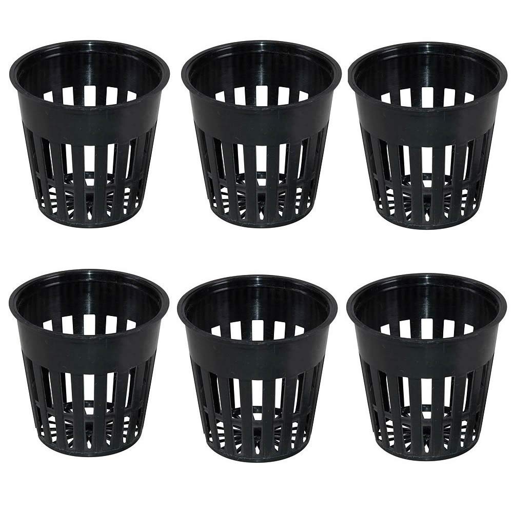 RONRONS 10 Pack 4 Inch Heavy Duty Hydroponic Net Pots - Wide Lip Slotted Mesh Garden Cups for Hydroponics, Aquaponics, Indoor Herb Garden - Durable Black Plastic Planting Containers (10 Pack)