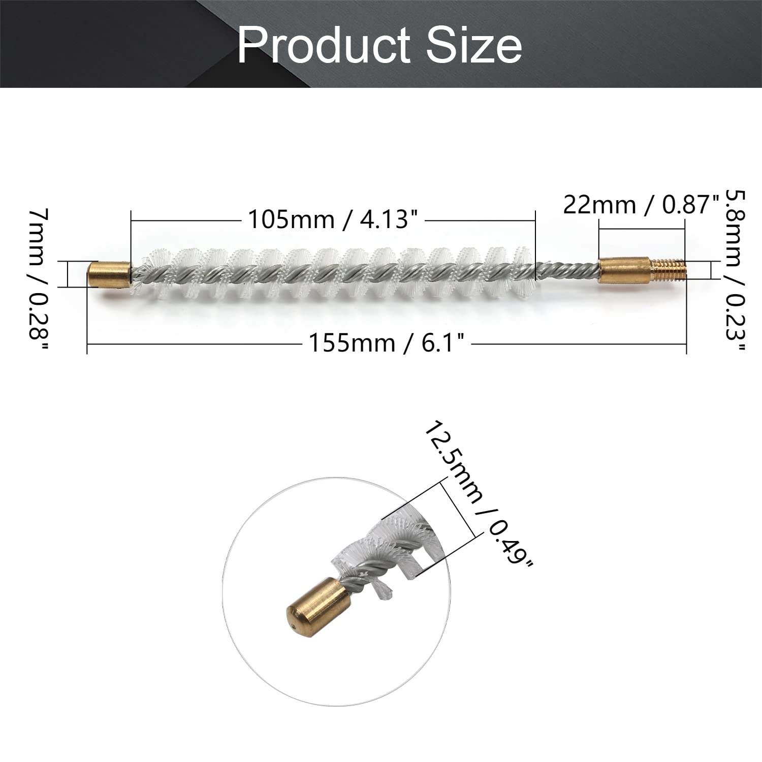 Othmro 0.49 Inch Diameter Bristle Brushes - Dryer Vent Cleaner Kit, Refrigerator Coil Cleaning Tool with Long Flexible Pipe - Perfect for Fridge, Freezer, AC Unit and HVAC System Maintenance (White)