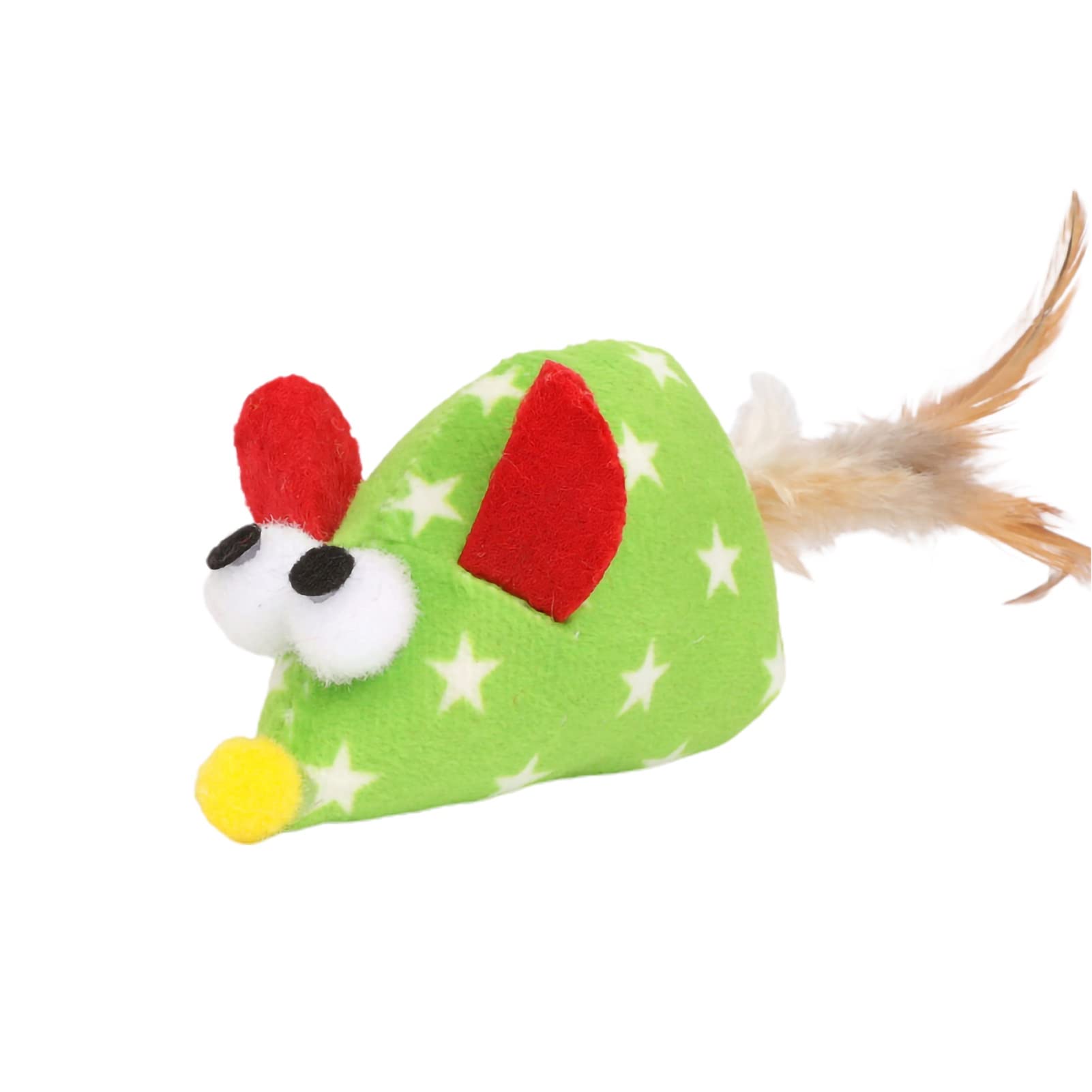 Colorful Plush Mouse Cat Toy - Interactive Feather Toy for Kittens Playtime