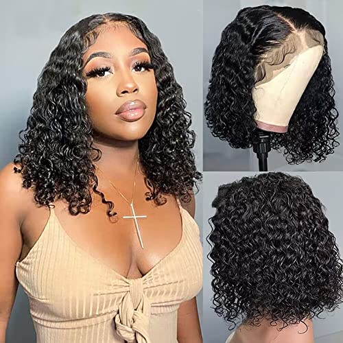 Hibaby Brazilian Human Hair Wigs for Black Women - 12 Inch Curly Lace Front Wig with Baby Hair & Pre-Plucked Natural Hairline | Perfect for Daily Wear, Parties & Special Occasions