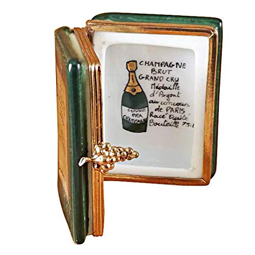 French Limoges Porcelain Wine Book Box - Hand-Painted Collectible Figurine Gift for Wine Lovers | Perfect for Home Decor, Wine Cellar Display & Anniversary Presents