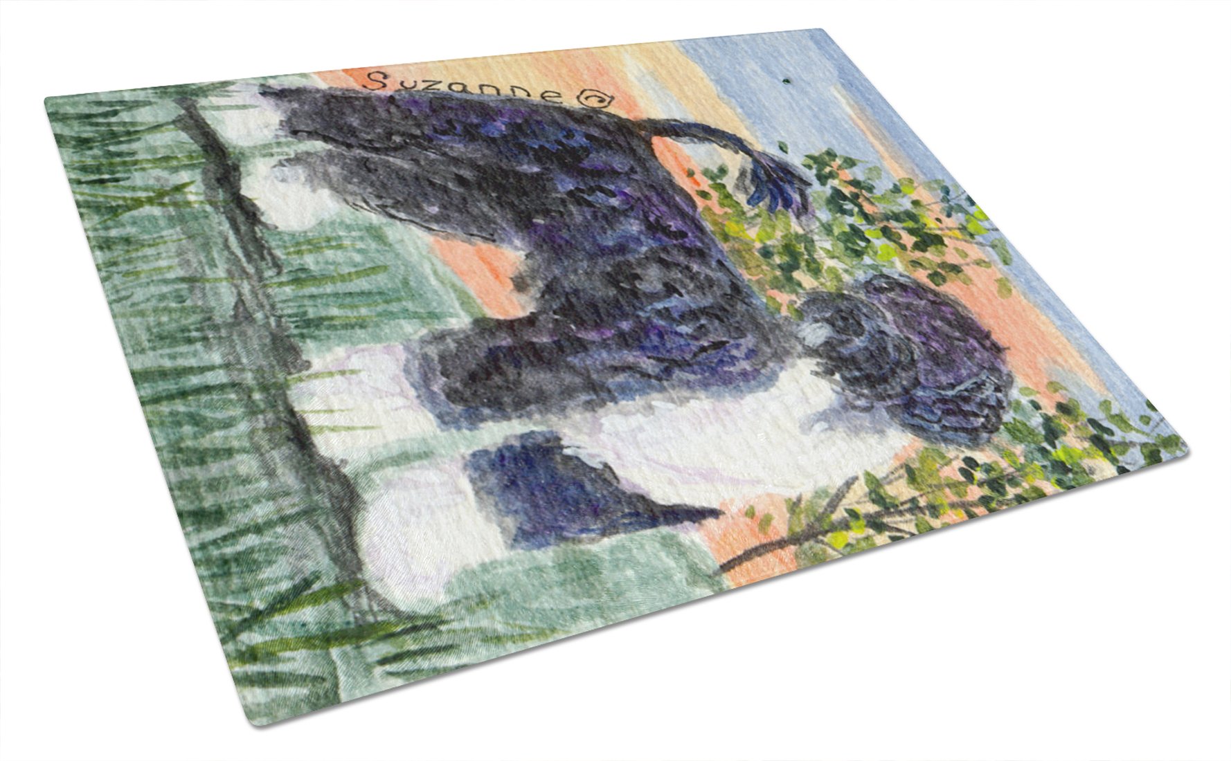 Portuguese Water Dog Tempered Glass Cutting Board - Large Decorative Kitchen Chopping & Serving Board for Fruits, Cheese & Charcuterie | Durable Scratch-Resistant Surface | Perfect Gift for Dog Lovers
