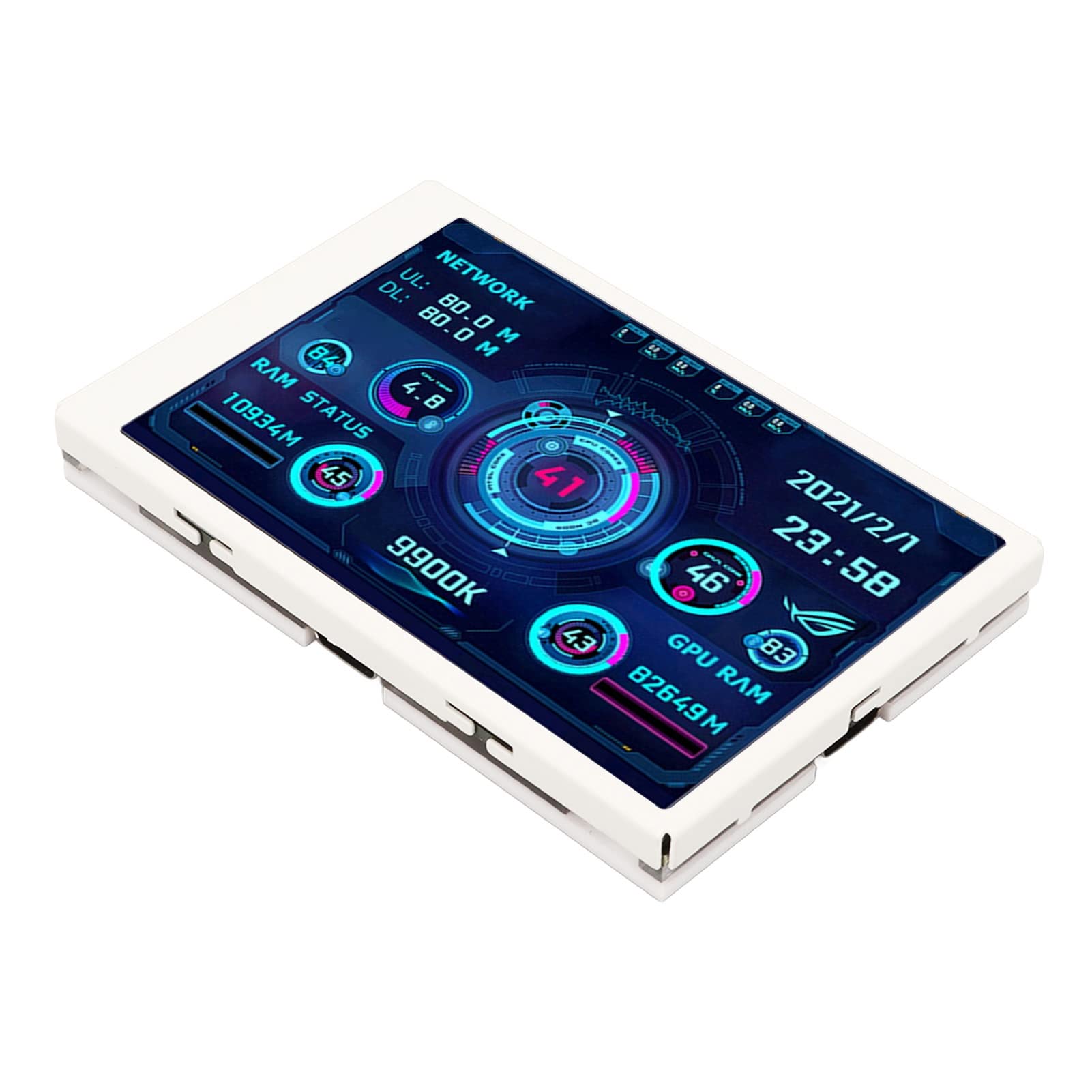 Jectse 3.5 Inch IPS Computer Temperature Monitor - USB C Auto Off Rotatable PC Data Display for CPU RAM GPU Usage - Full View HD Screen (White Kit) - Perfect for Gaming Rigs, Workstations & Home Office Setups