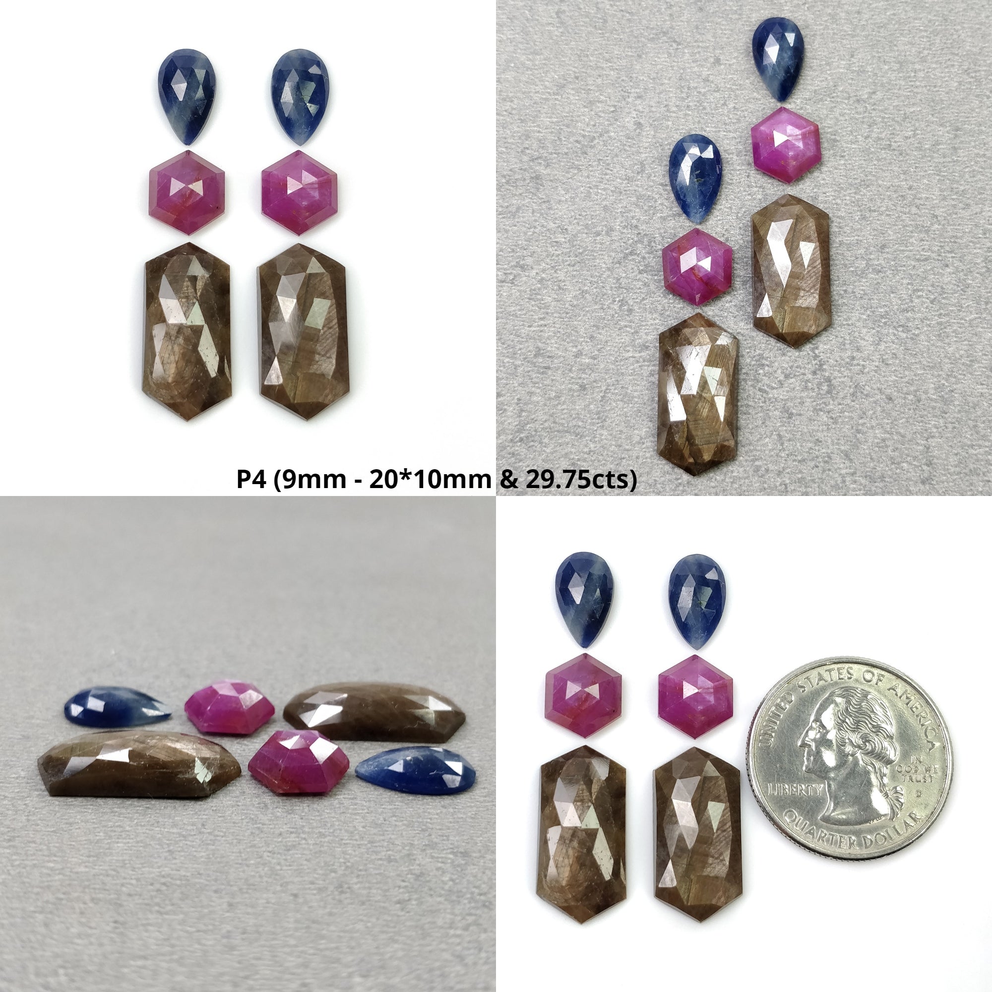 Natural Untreated Golden Brown Chocolate & Blue Raspberry Sapphire Gemstone - Rose & Step Cut Pear Hexagon (2pcs/6pcs) | Jewelry Making, Engagement Rings, Healing Crystals Collection