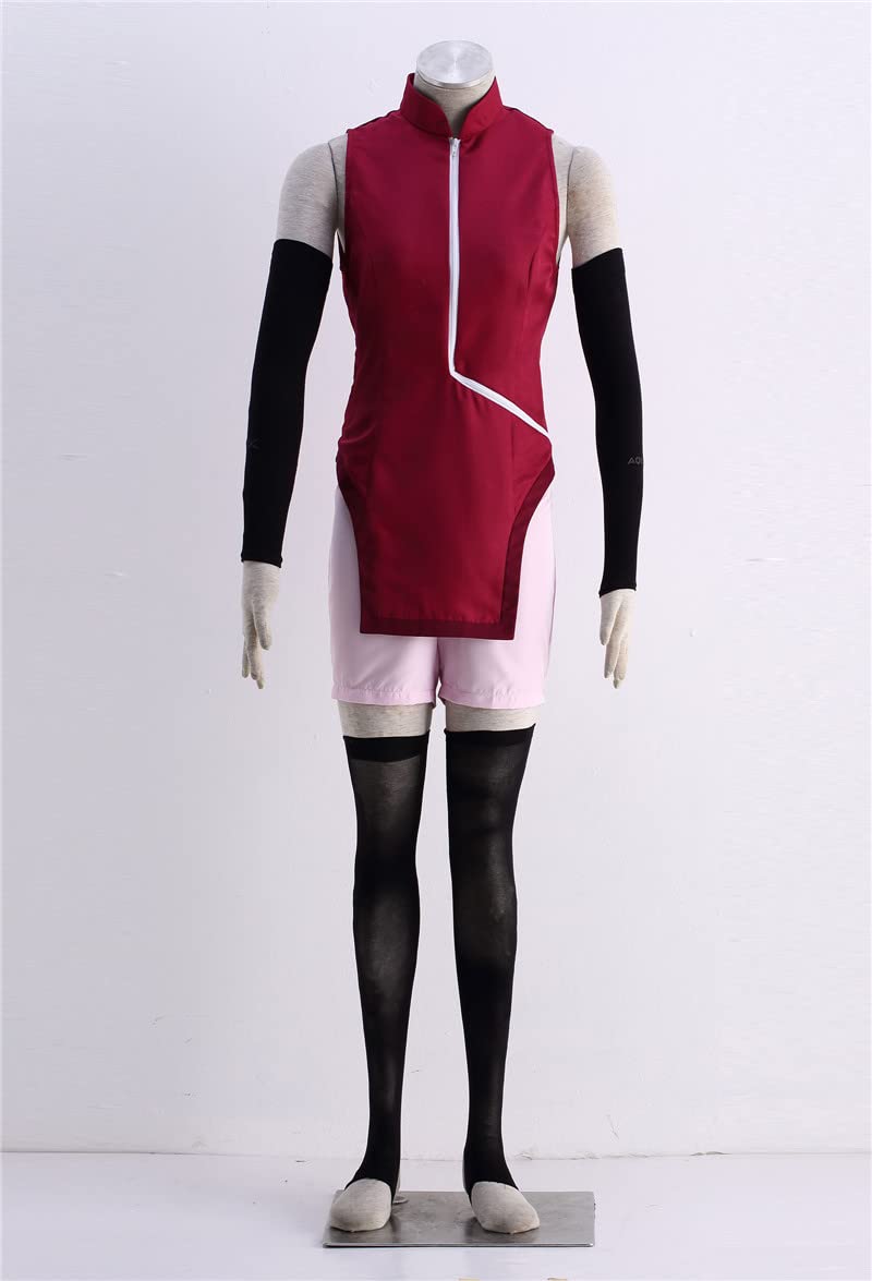 Anime Cosplay Red Cheongsam with Black Sleeves & Stockings - Women's Sexy Halloween Costume for Cosplay, Parties & Themed Events