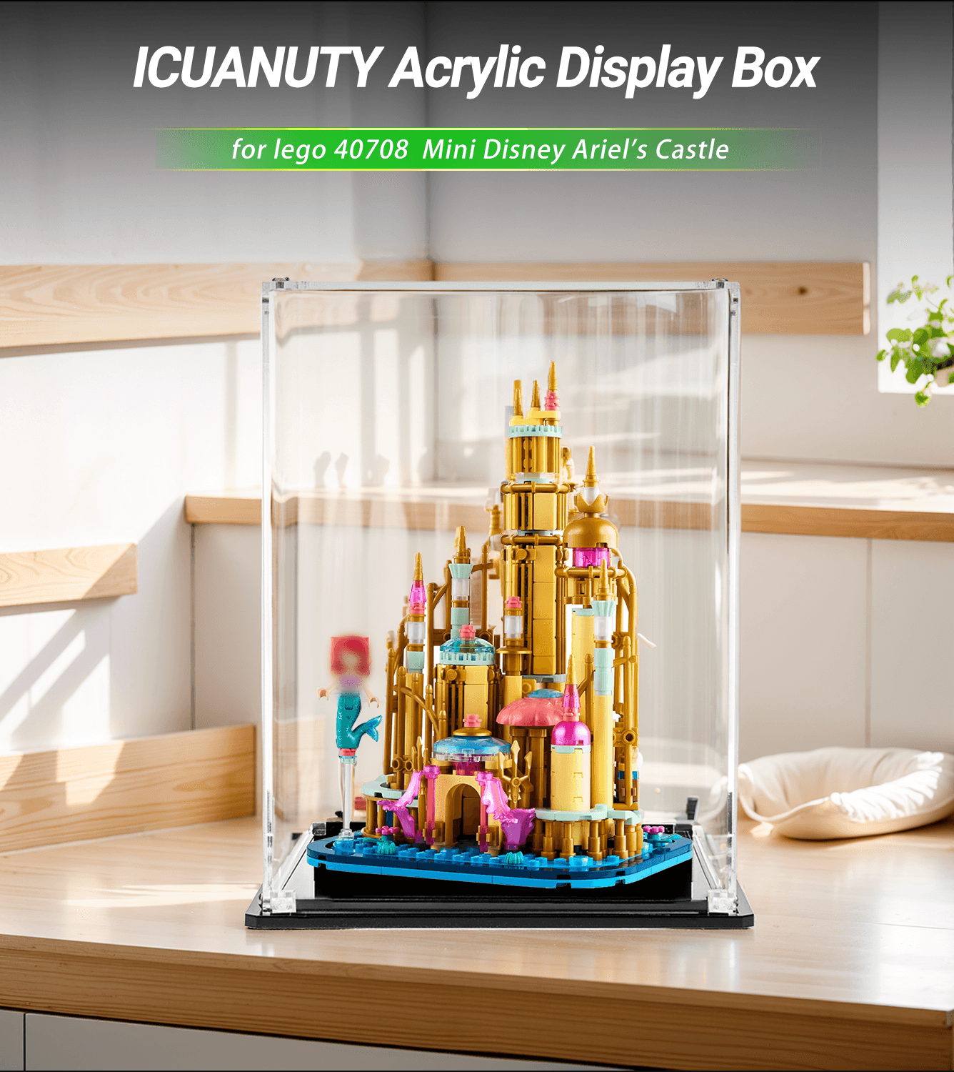 LEGO Mini Disney Ariel's Castle 40708 Display Case - Clear Acrylic Protector for Collectible Building Set - Perfect for Showcasing in Home, Office, or Gift Display