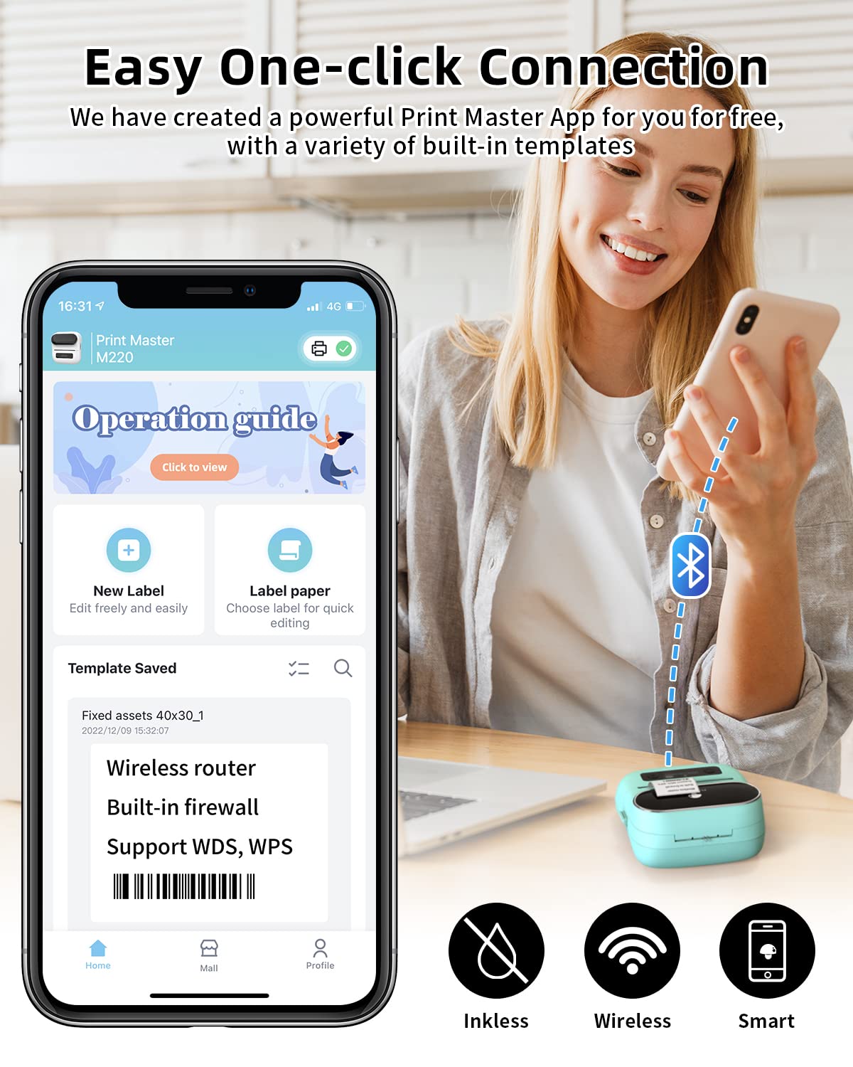 Phomemo M220 Bluetooth Thermal Label Printer - 3.14