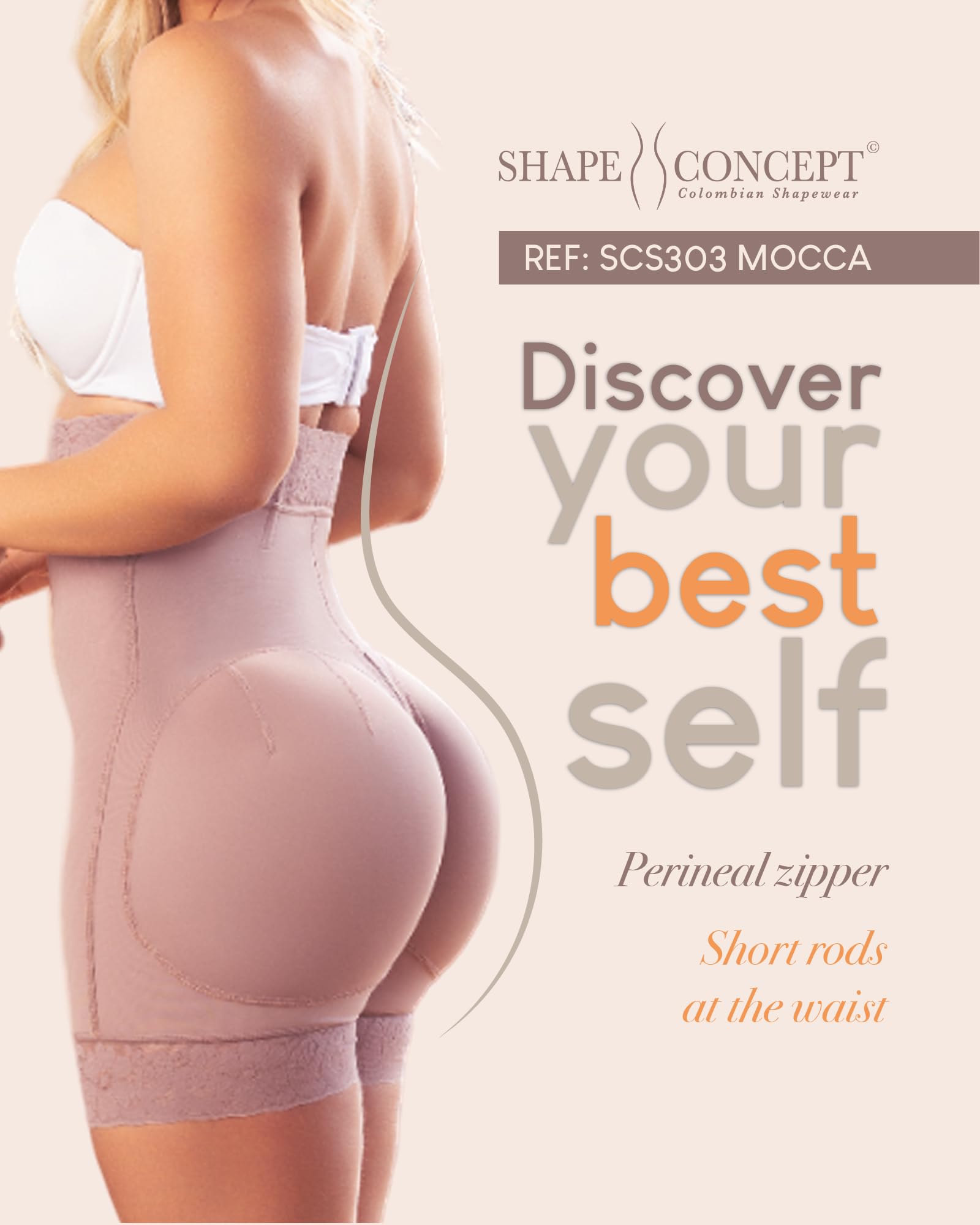 Shape Concept Butt Lifting Shorts for Women - High Compression Shapewear with Tummy Control & Booty Enhancement - Perfect for Workouts, Yoga & Everyday Wear