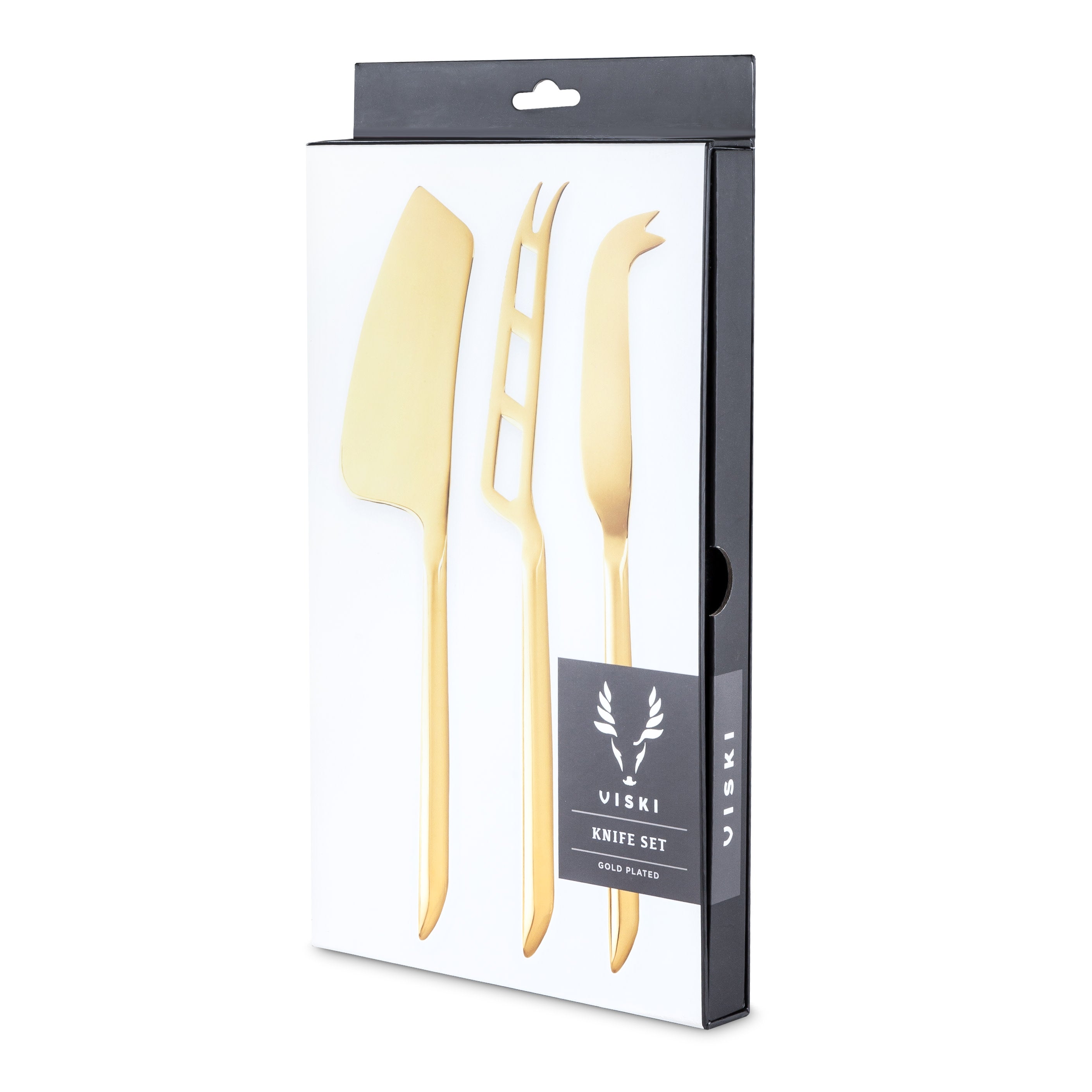 Premium Gold Cheese Knives Set of 3 - Stainless Steel Cheese Slicers for Entertaining, Charcuterie Boards & Wine Pairings